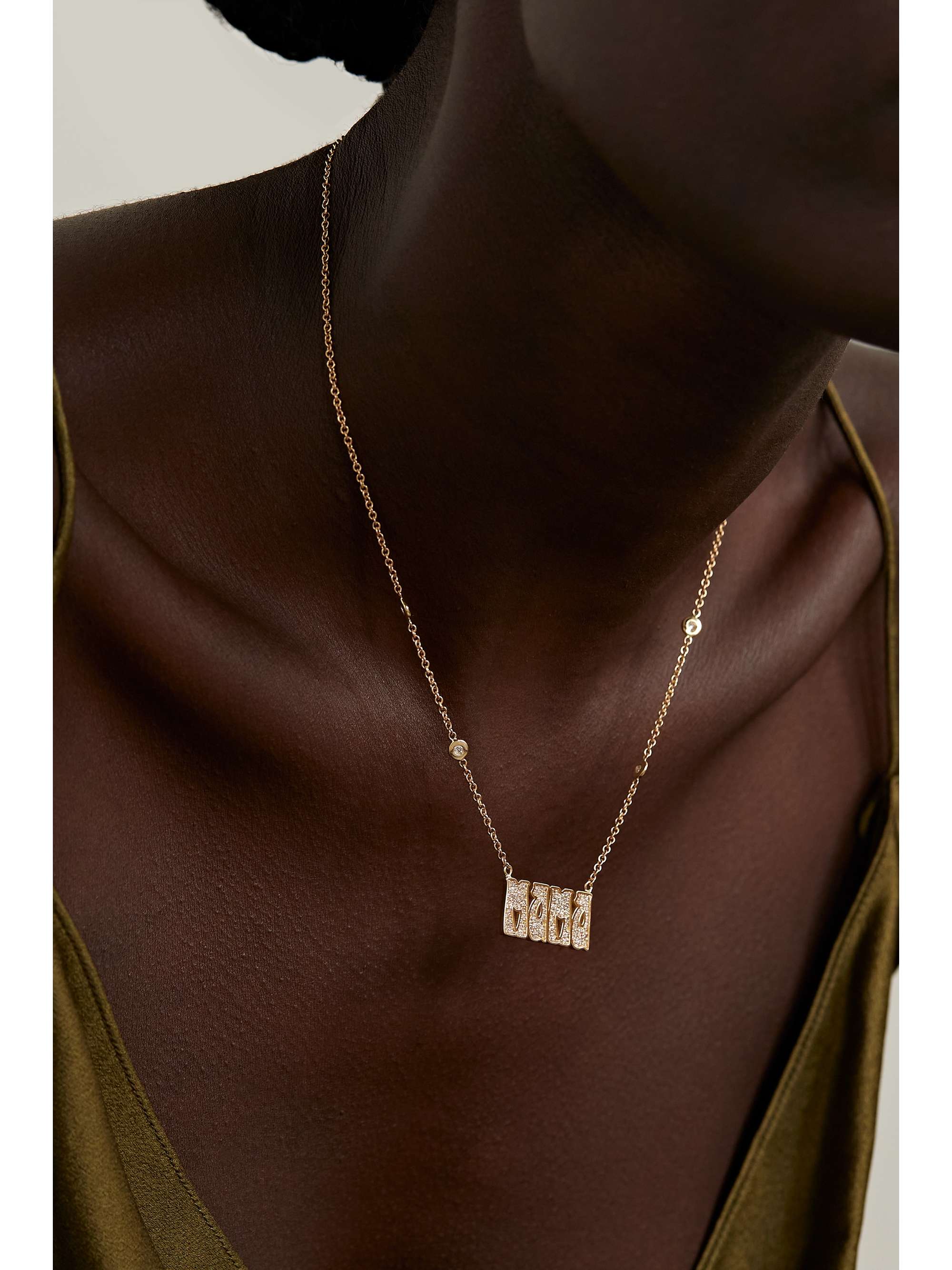 JACQUIE AICHE Mama 14-karat gold diamond necklace