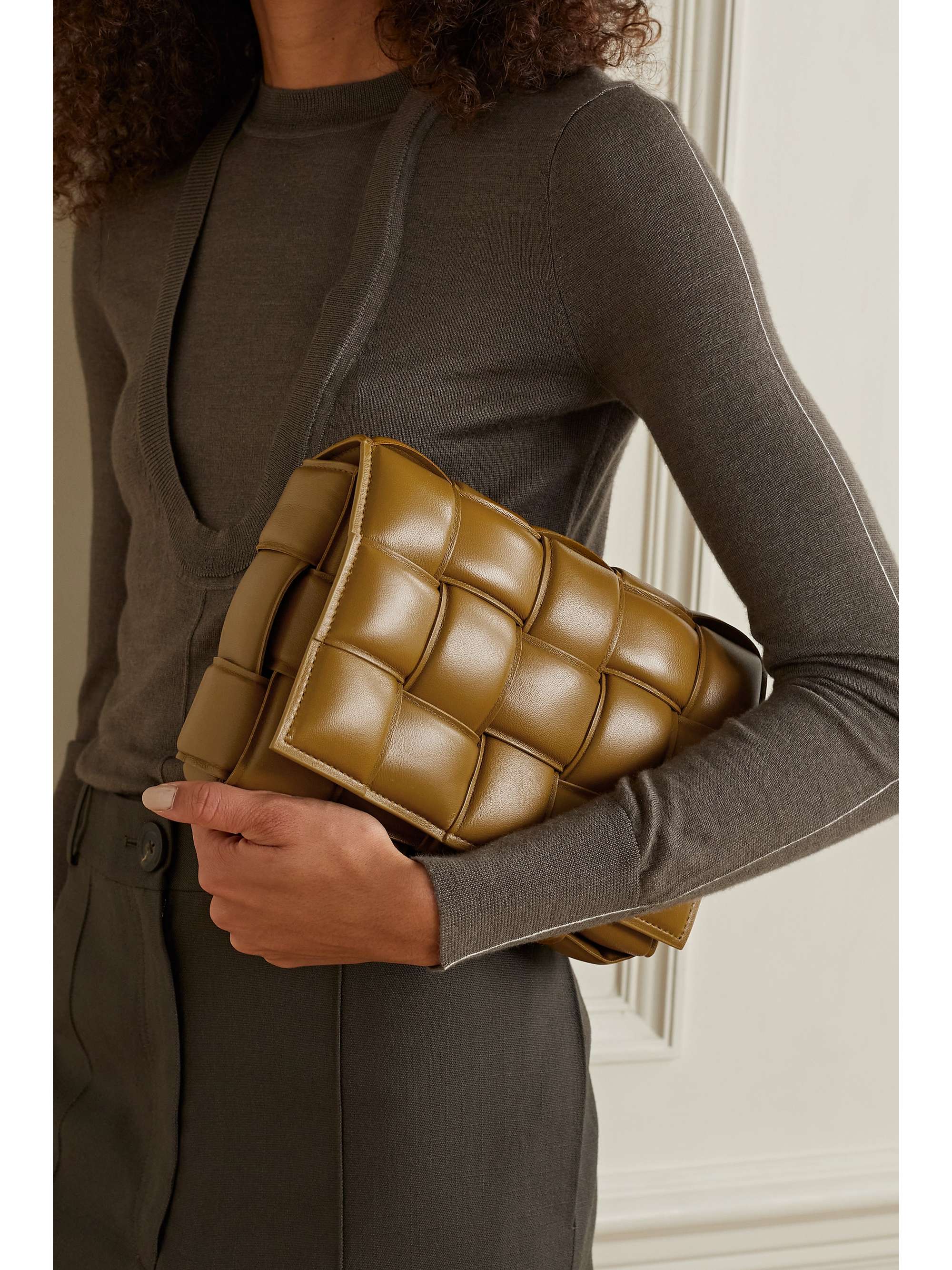 BOTTEGA VENETA Cassette padded intrecciato iridescent leather shoulder bag