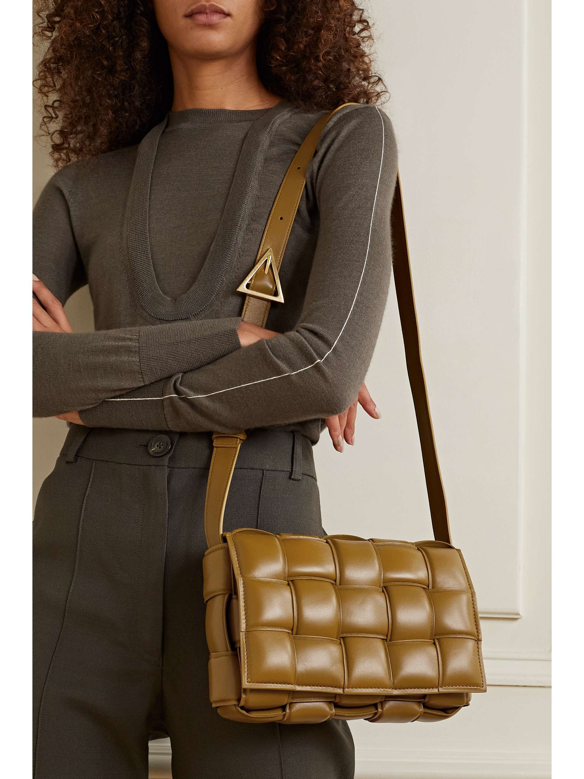 BOTTEGA VENETA Cassette padded intrecciato iridescent leather shoulder bag