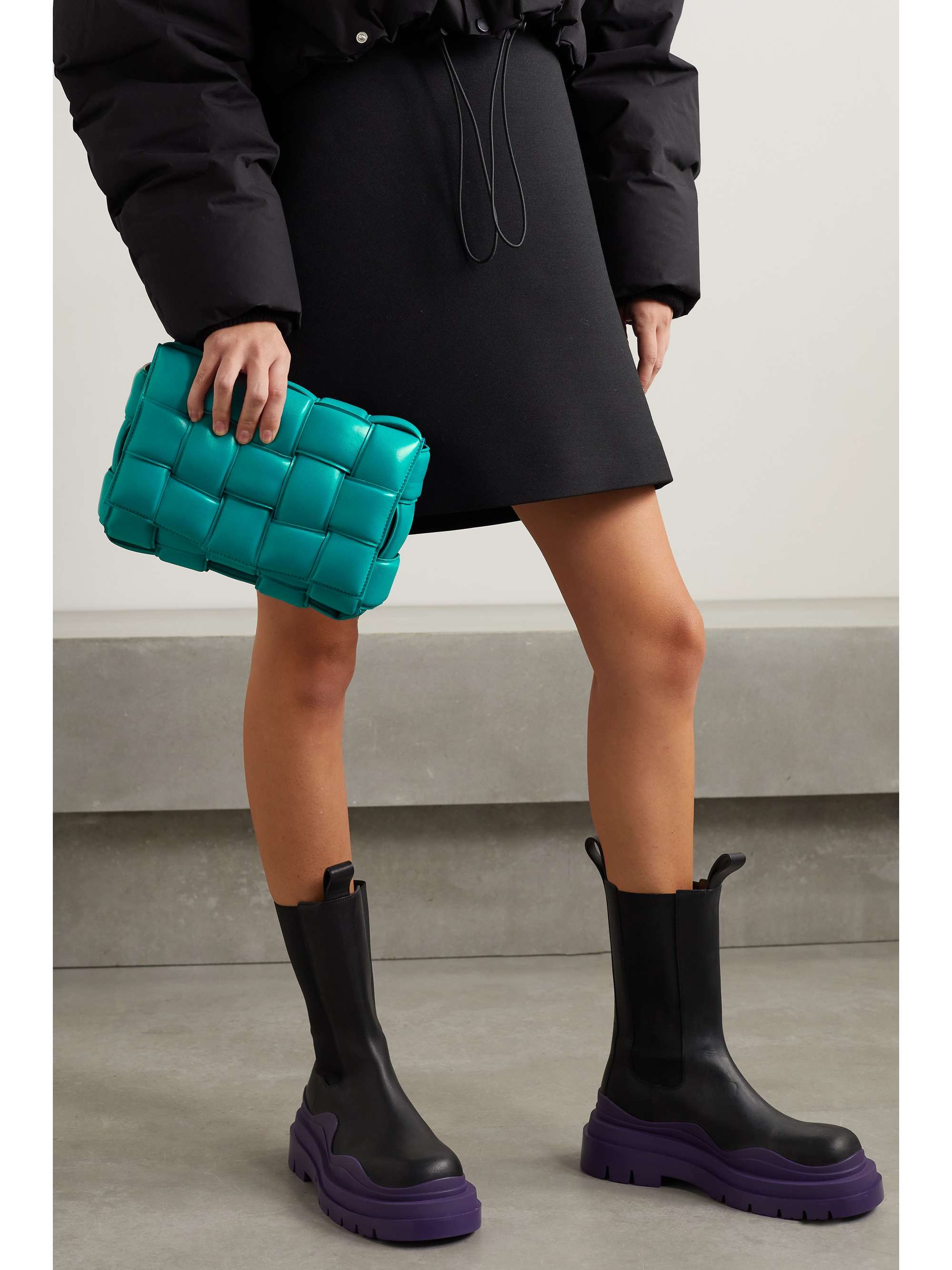 BOTTEGA VENETA Cassette padded intrecciato iridescent leather shoulder bag
