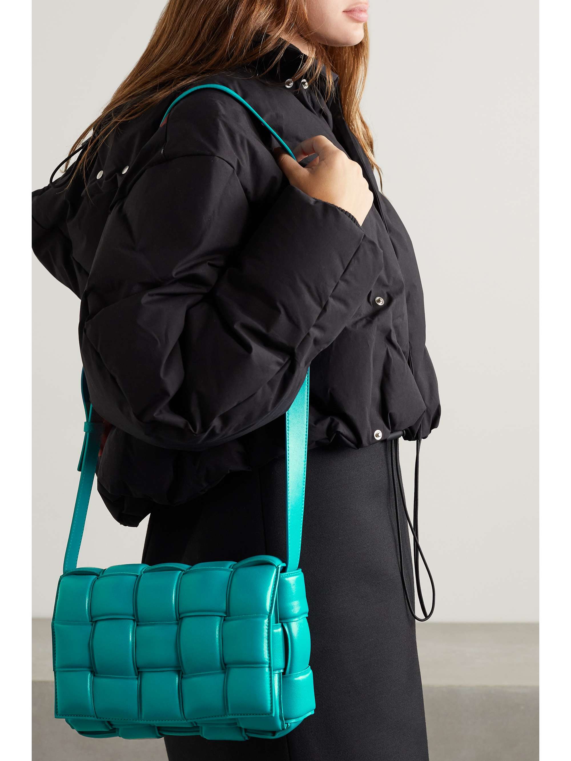 BOTTEGA VENETA Cassette padded intrecciato iridescent leather shoulder bag