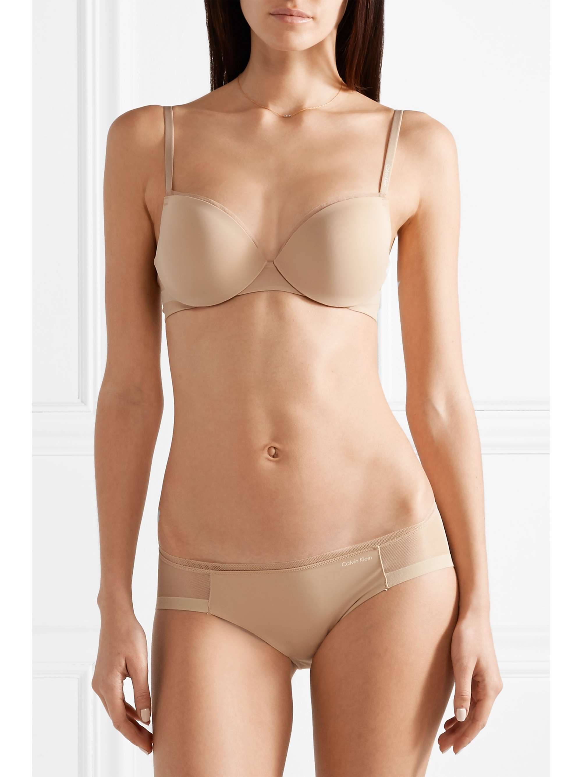 CALVIN KLEIN UNDERWEAR Sculpted Demi Lift stretch-jersey and mesh underwired bra