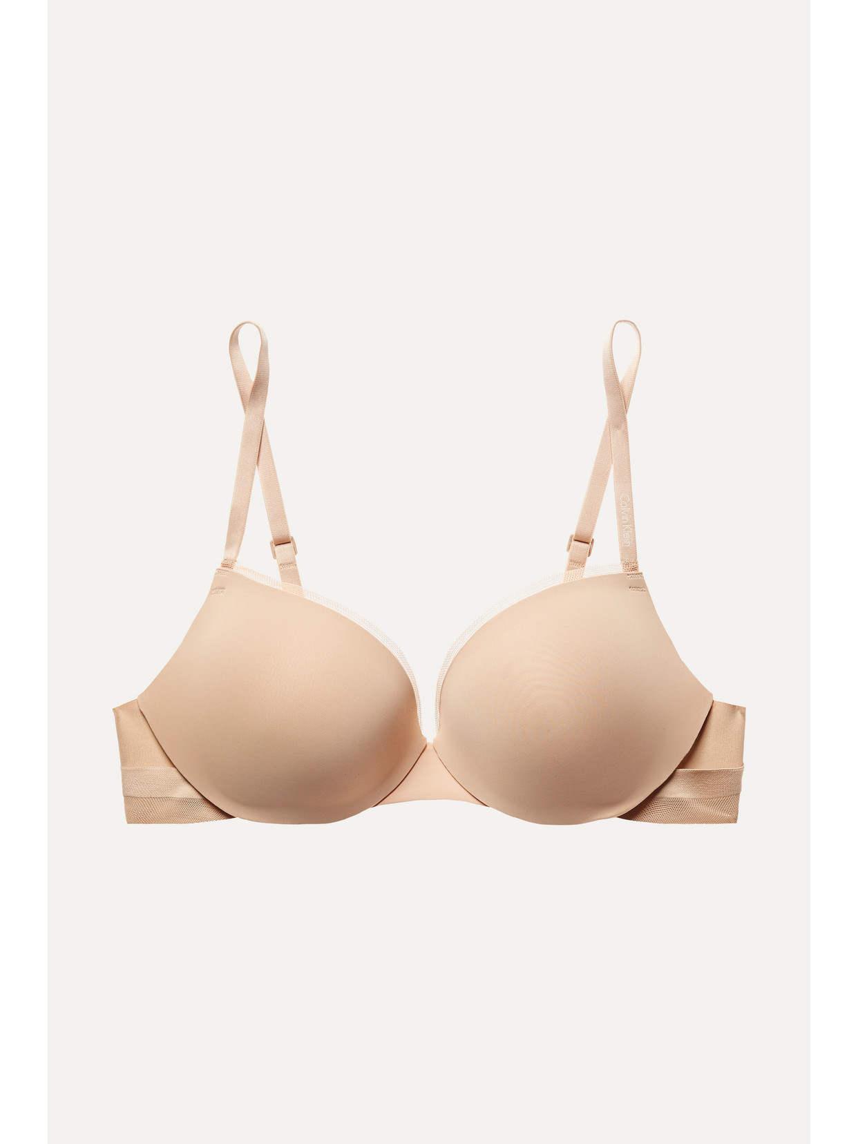 Calvin Klein Underwear Sculpted Demi Lift Stretch-jersey And Mesh Underwired Bra In Beige