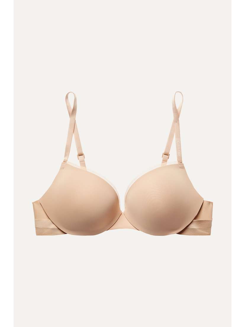Calvin Klein Sculpted Demi Lift Stretch-jersey And Mesh Underwired Bra