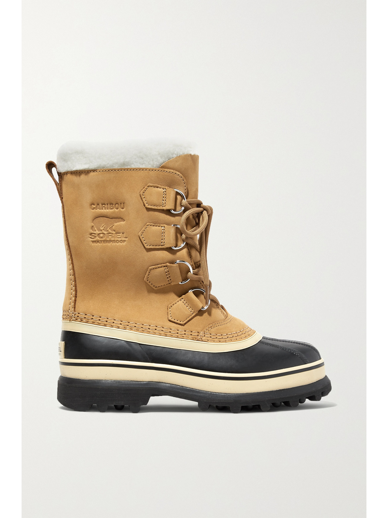 SOREL CARIBOU FLEECE-TRIMMED NUBUCK AND RUBBER SNOW BOOTS