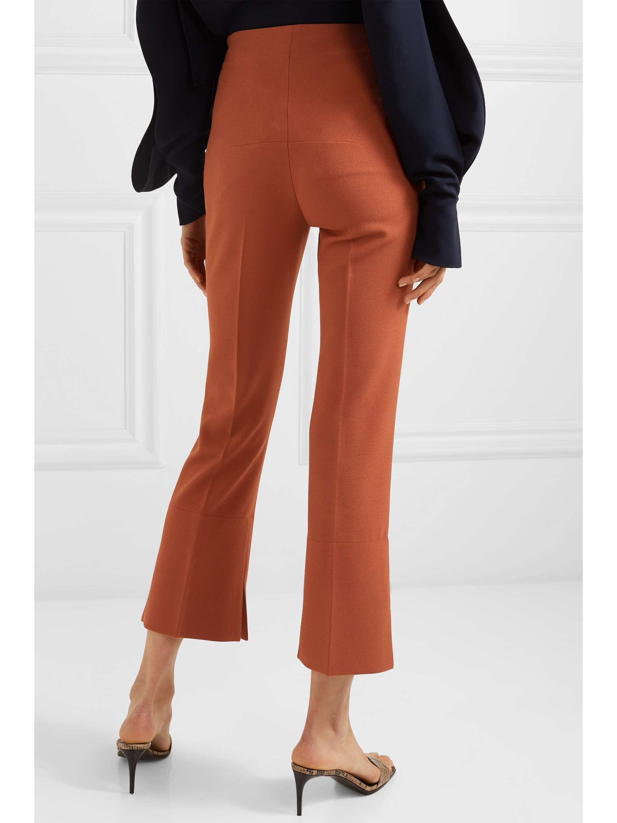 ROLAND MOURET Goswell cropped crepe flared pants