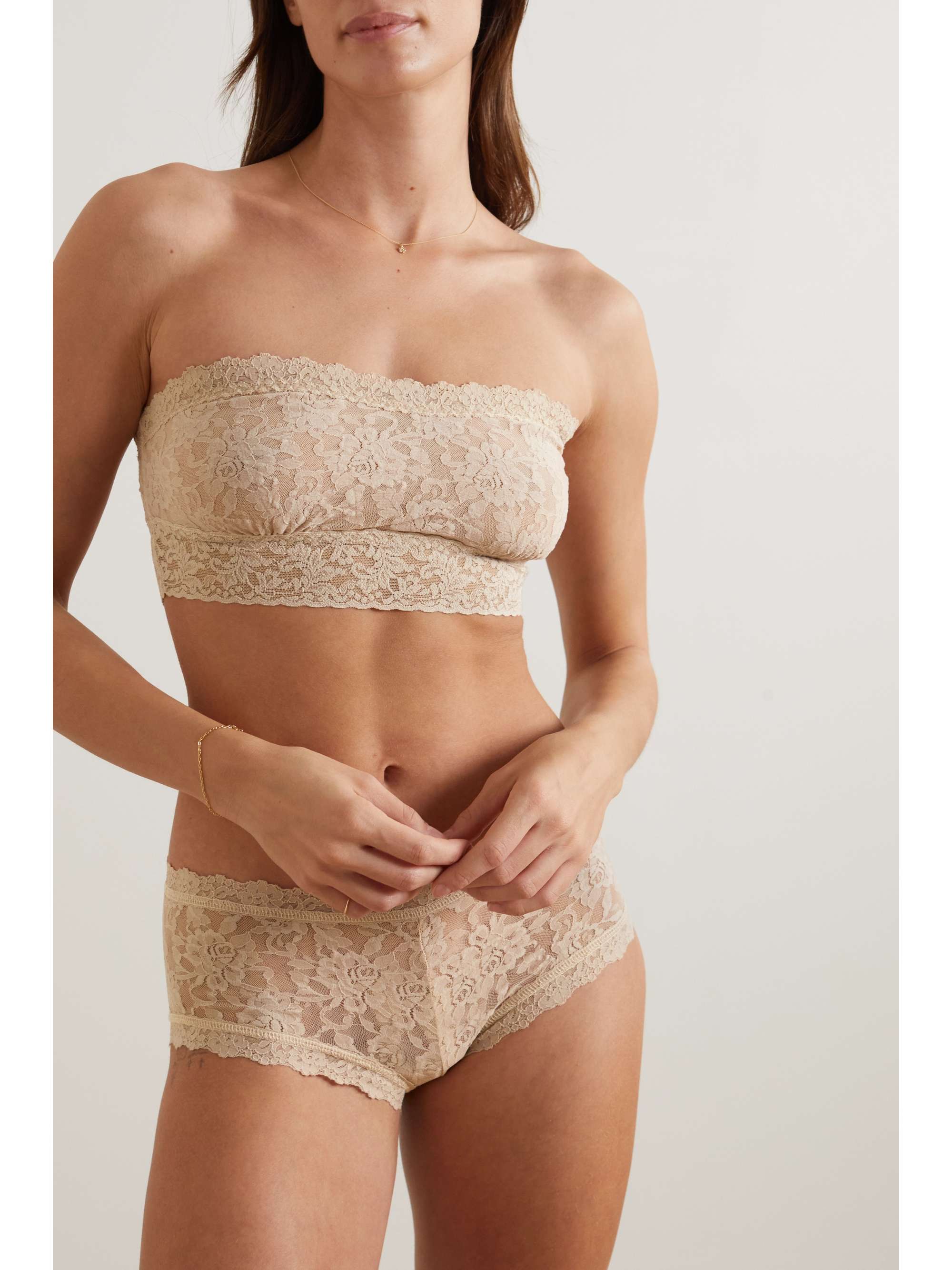 Signature stretch-lace soft-cup bandeau bra