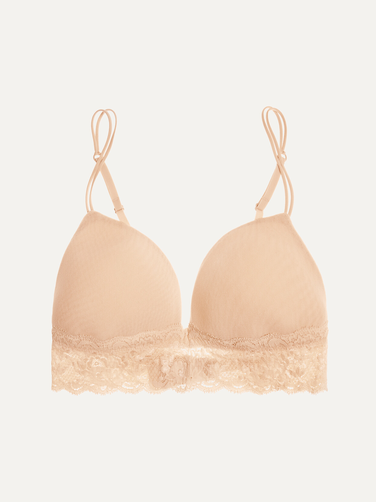 Cosabella Never Say Never Soire Lace-trimmed Mesh Soft-cup Bra - Neutrals