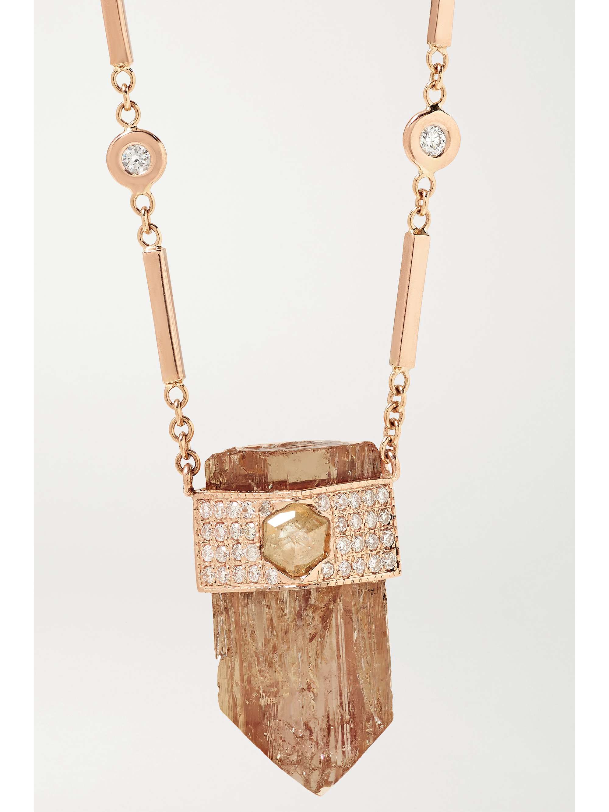 JACQUIE AICHE 14-karat rose gold, topaz and diamond necklace