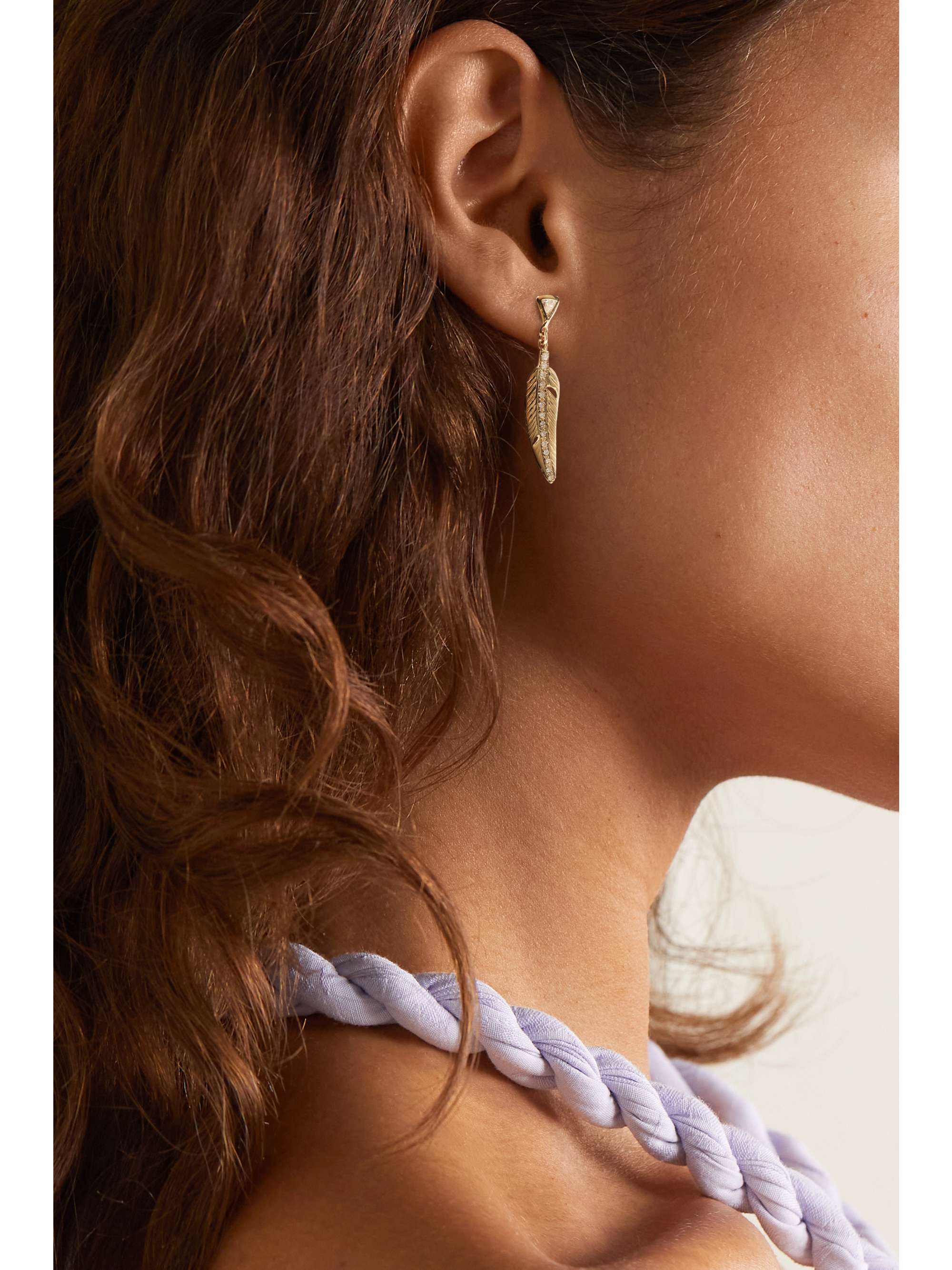JACQUIE AICHE 14-karat gold diamond earring