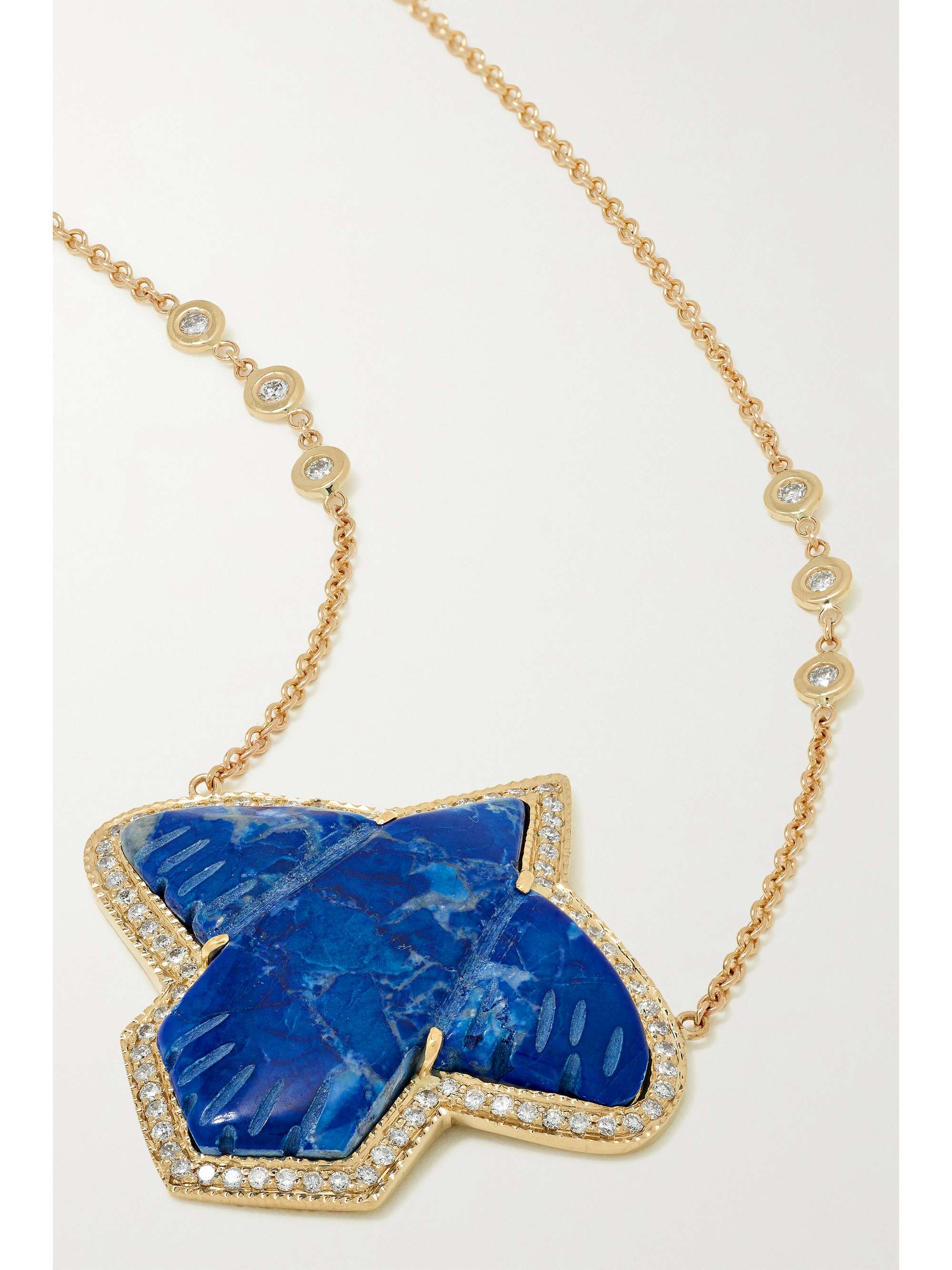 JACQUIE AICHE Thunderbird 18-karat gold, lapis lazuli and diamond necklace