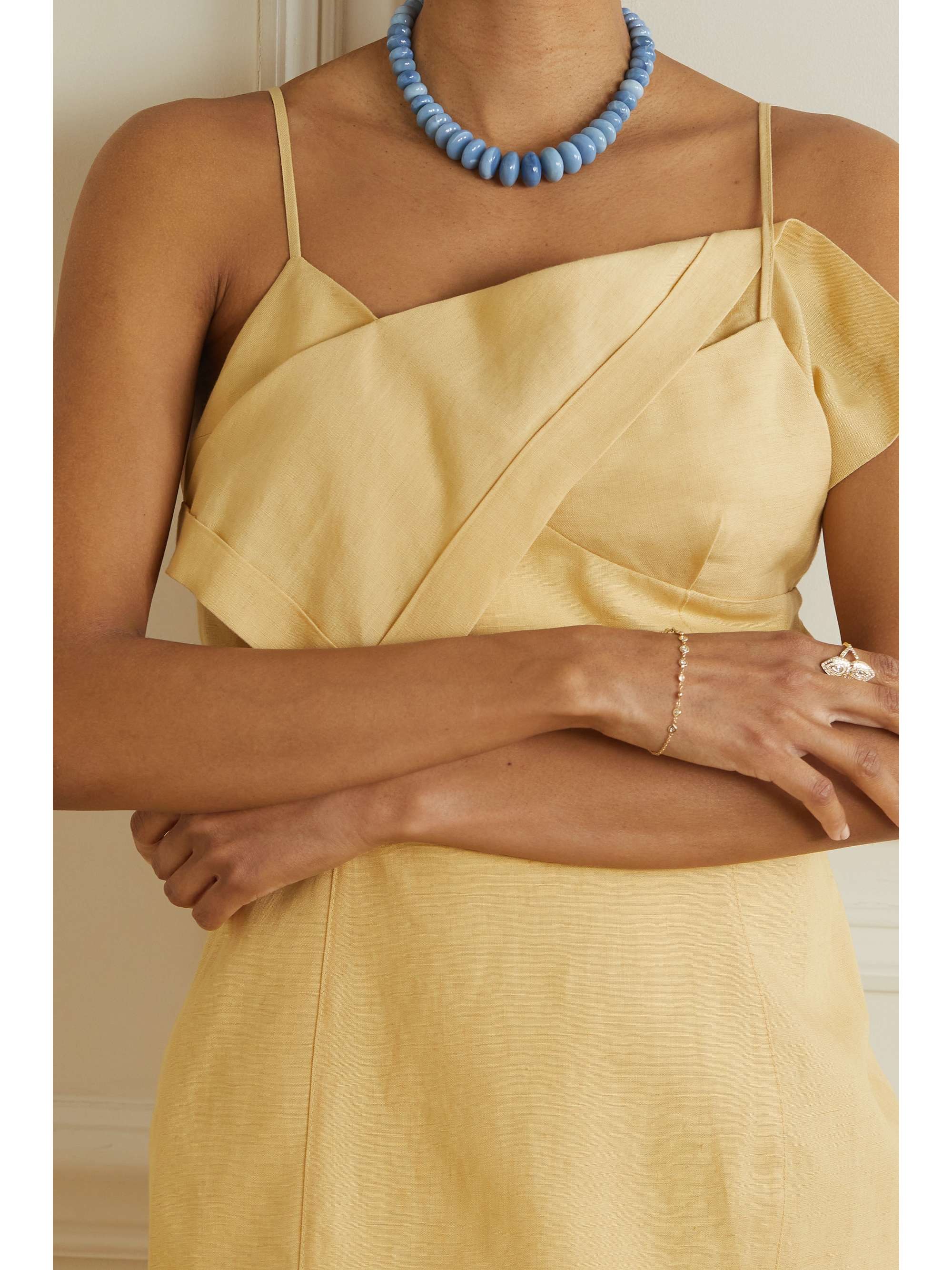 JACQUIE AICHE 14-karat gold calcite necklace