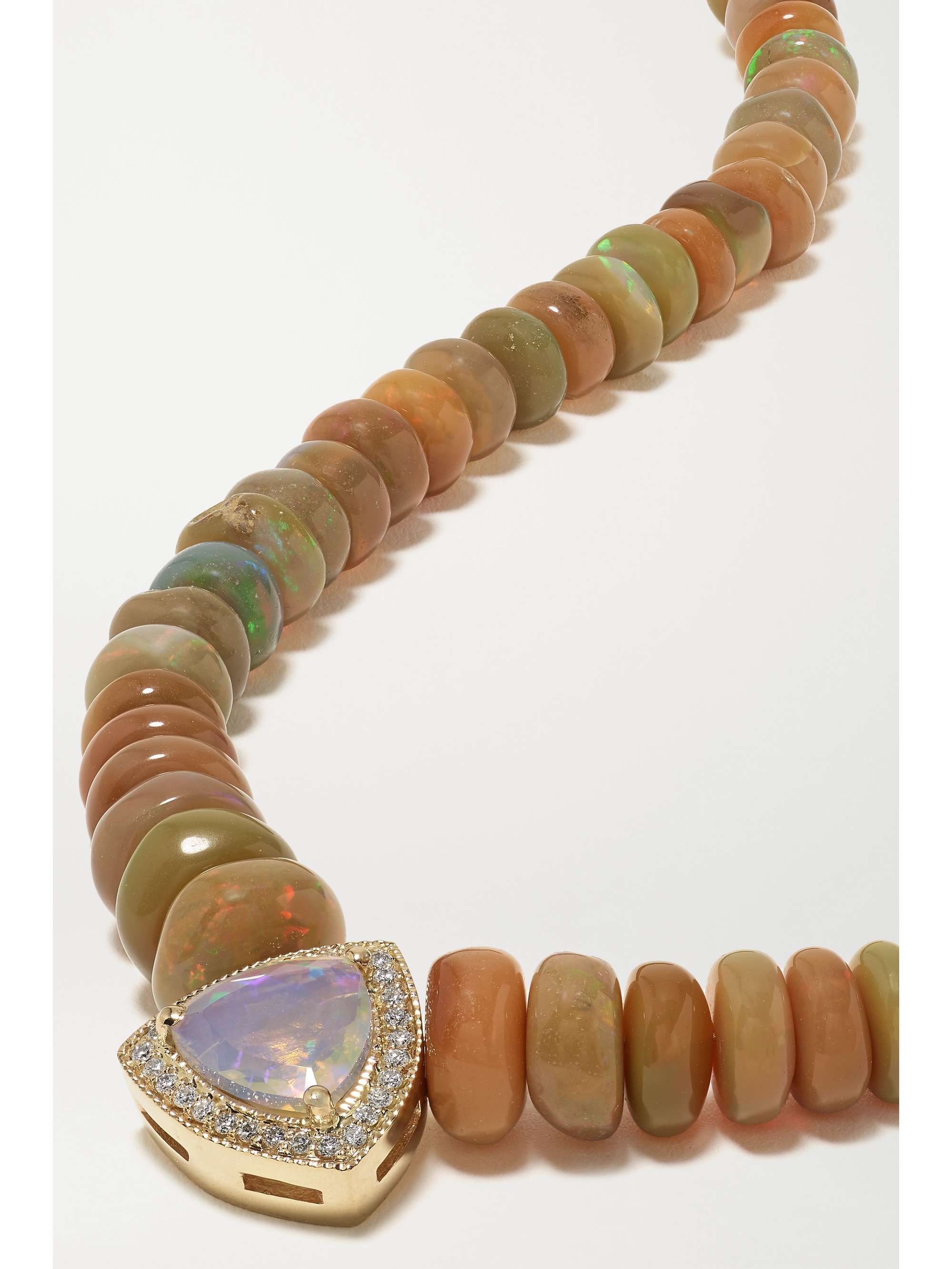 JACQUIE AICHE 14-karat gold, opal and diamond necklace