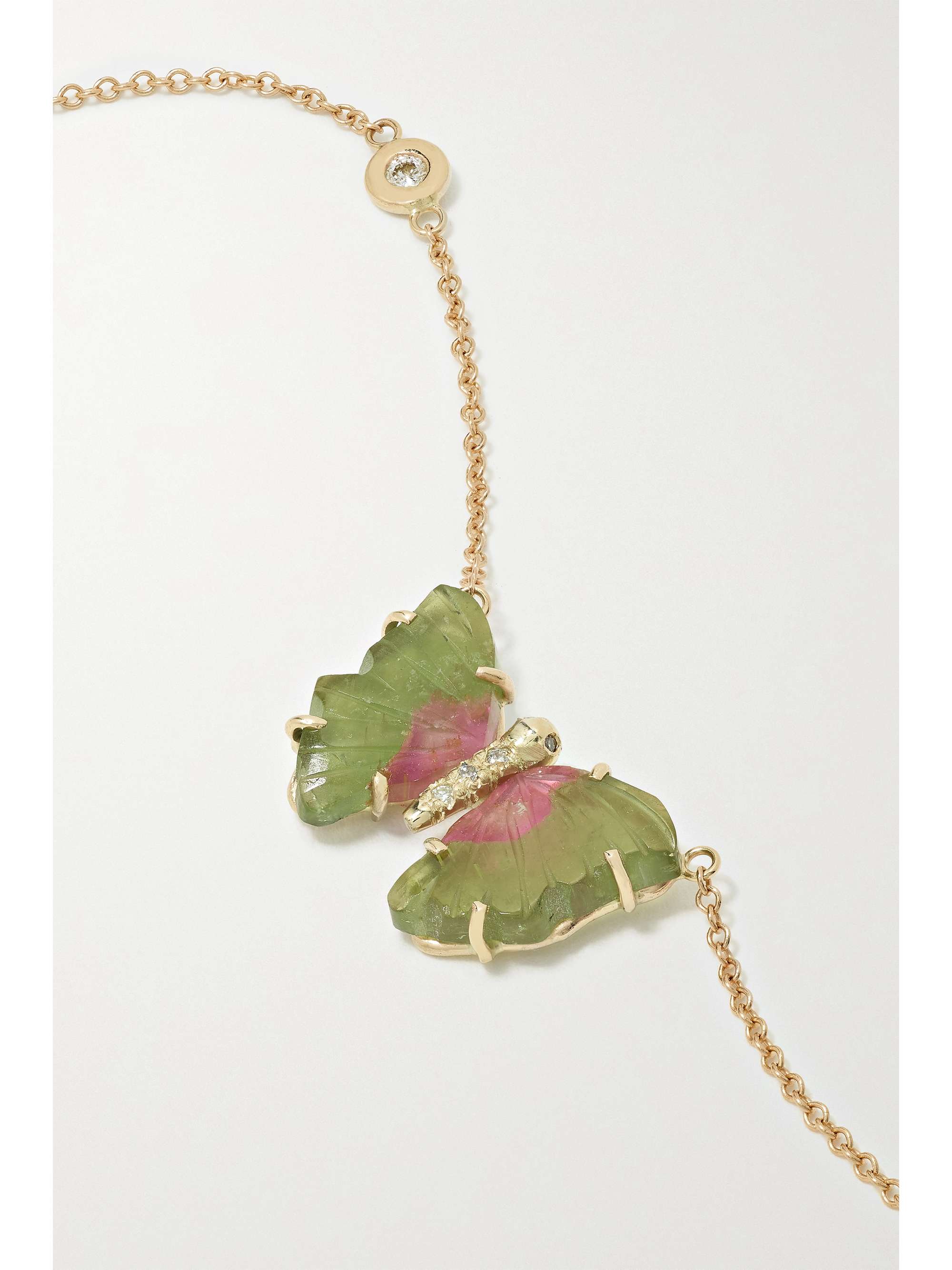 JACQUIE AICHE 14-karat gold, tourmaline and diamond necklace