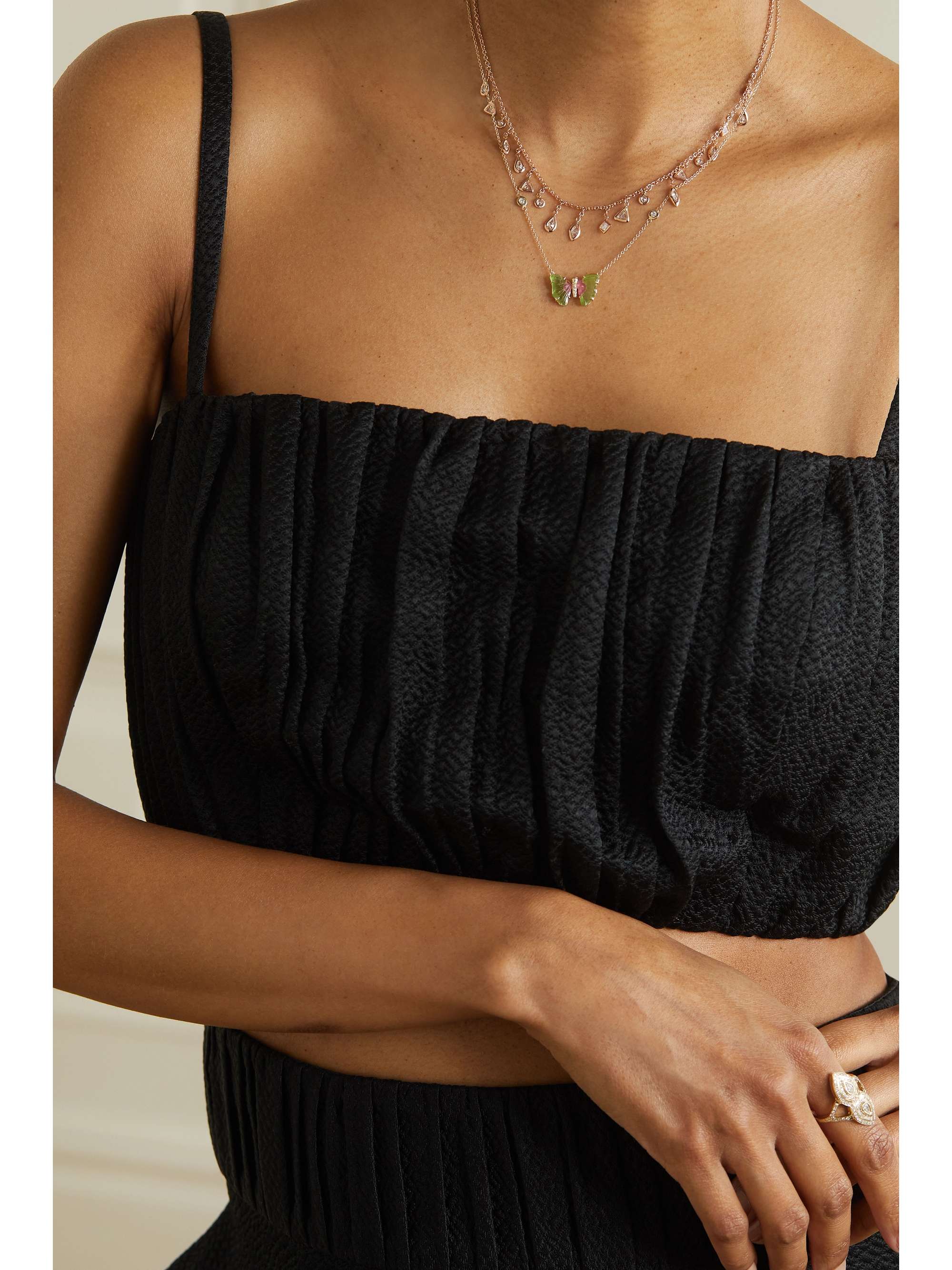 JACQUIE AICHE 14-karat gold, tourmaline and diamond necklace