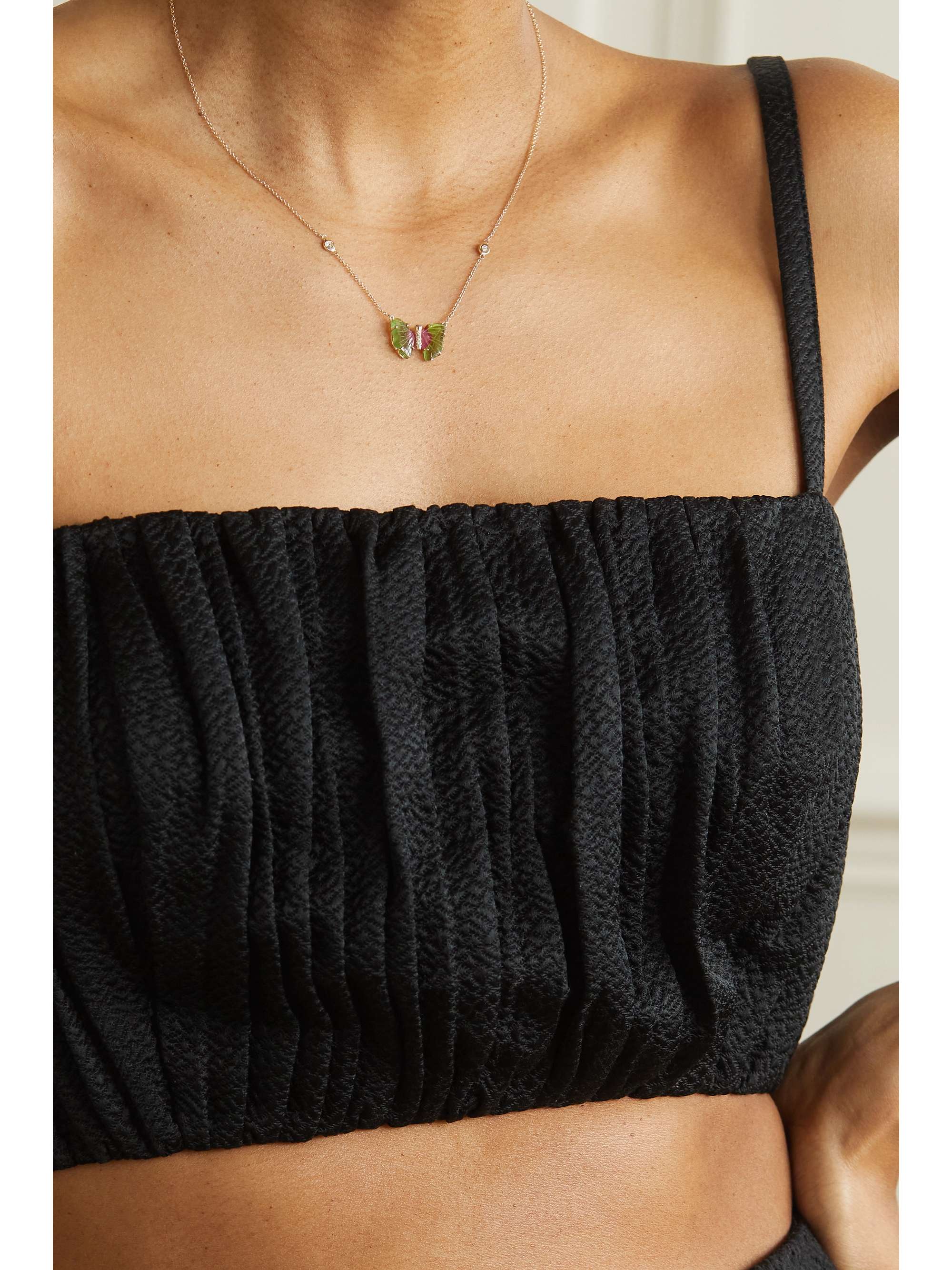 JACQUIE AICHE 14-karat gold, tourmaline and diamond necklace