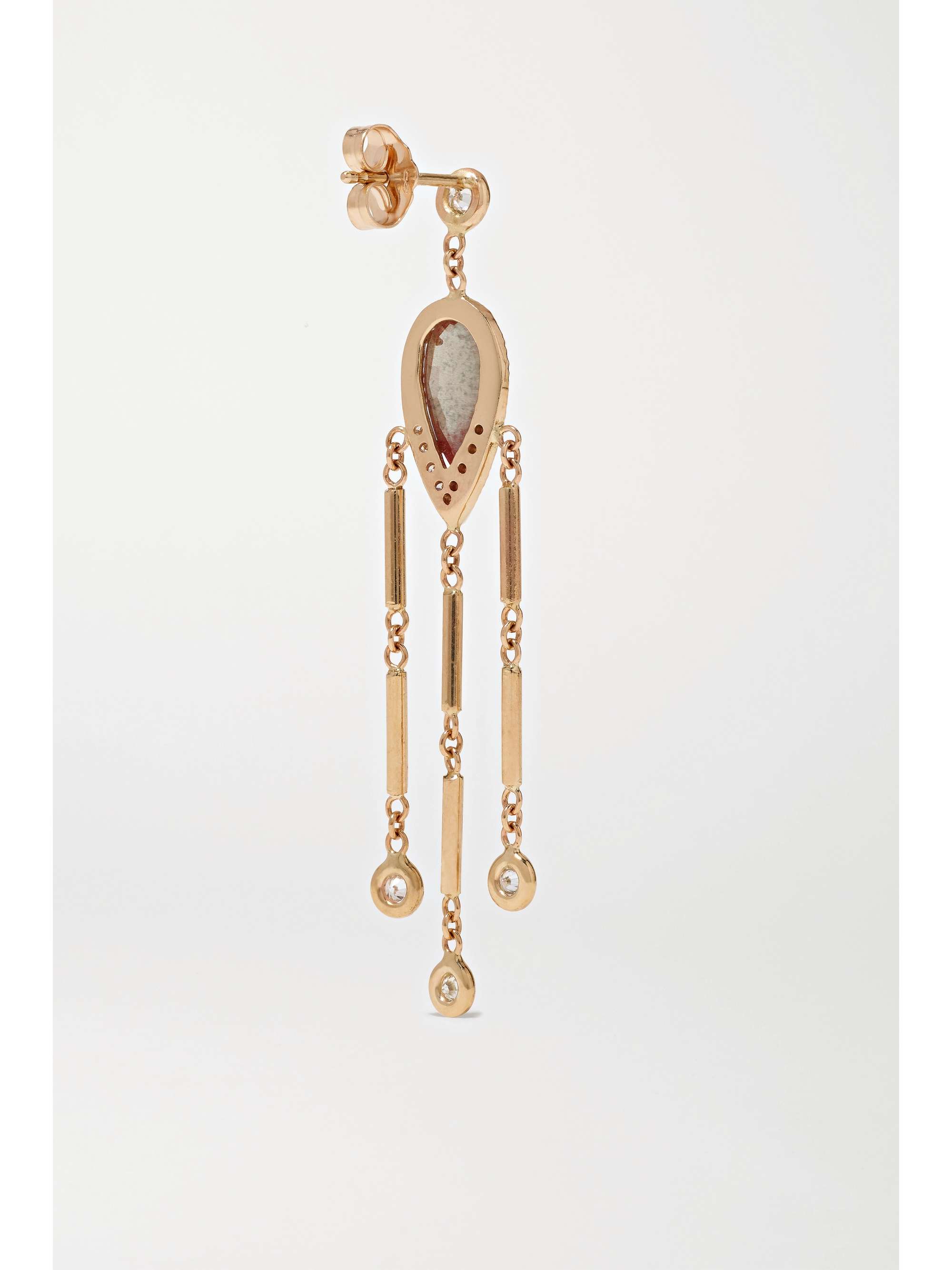 JACQUIE AICHE 14-karat gold, sunstone and diamond earrings
