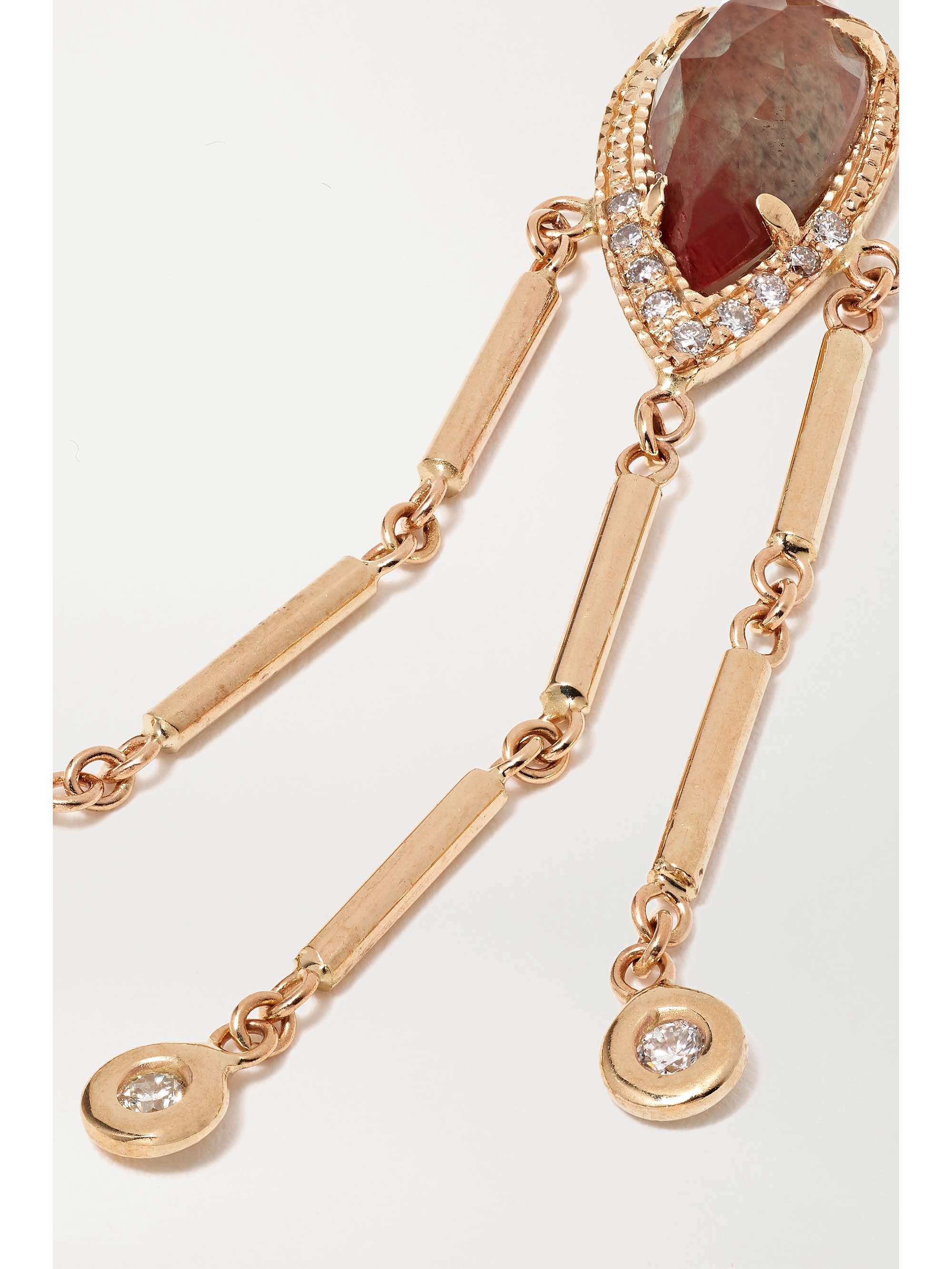 JACQUIE AICHE 14-karat gold, sunstone and diamond earrings