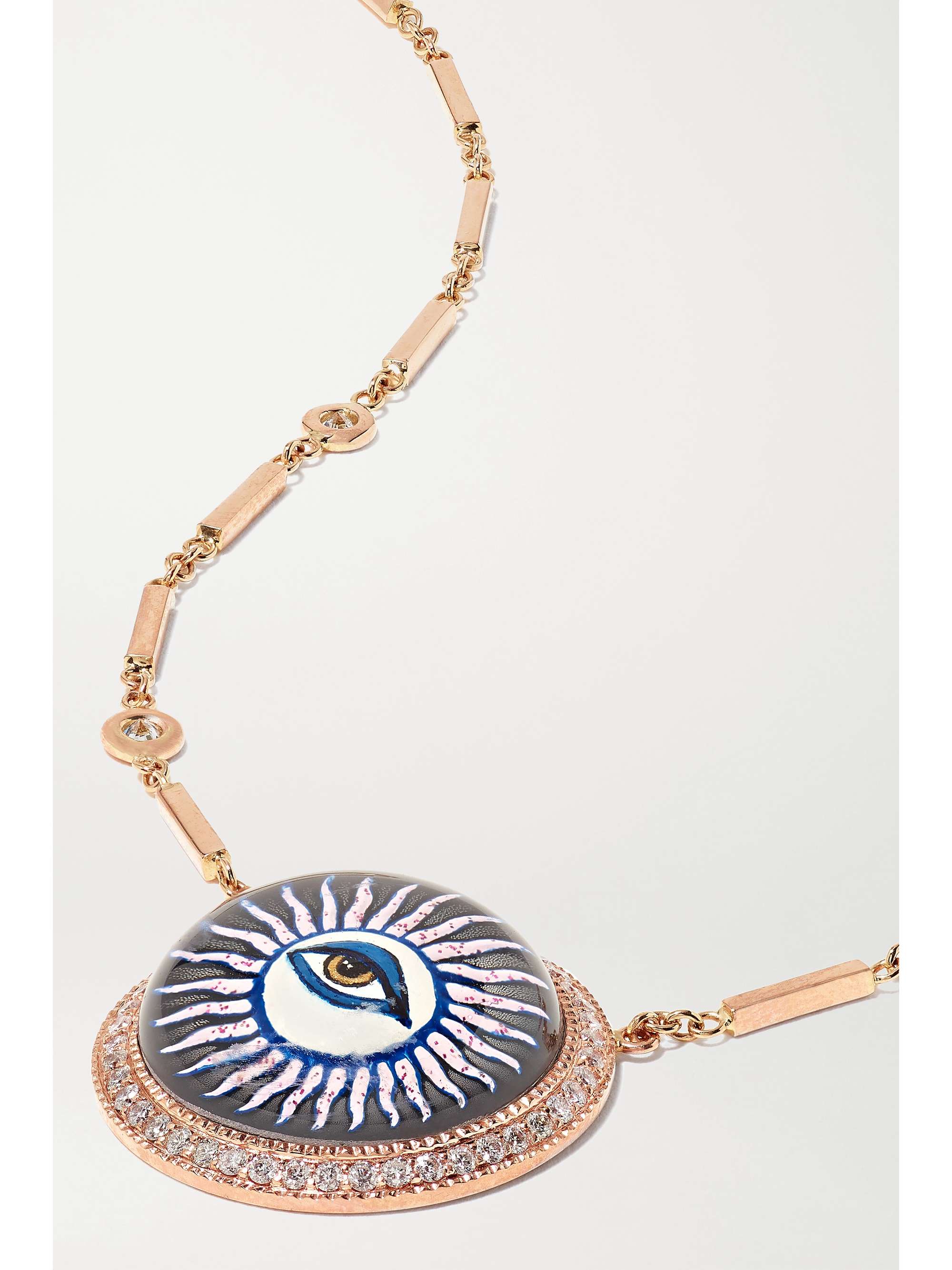 JACQUIE AICHE 14-karat rose gold, onyx and diamond necklace