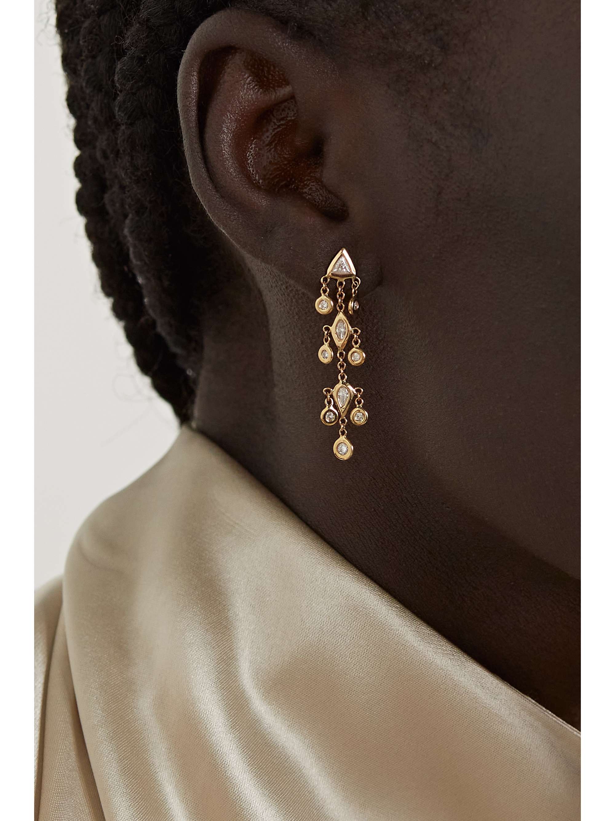 JACQUIE AICHE Shaker 14-karat gold diamond earring