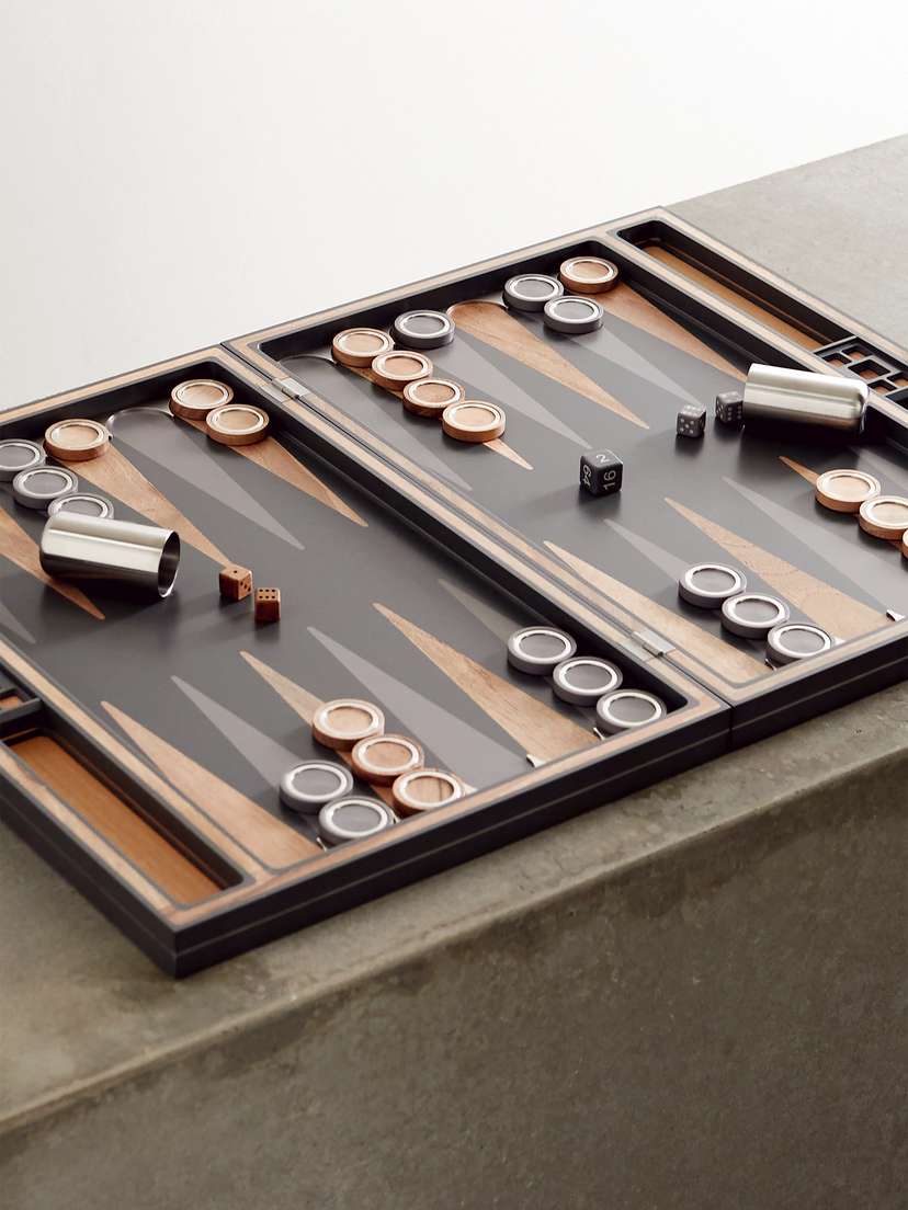 Brunello Cucinelli Walnut Wood, Krion And Stainless Steel Backgammon Set