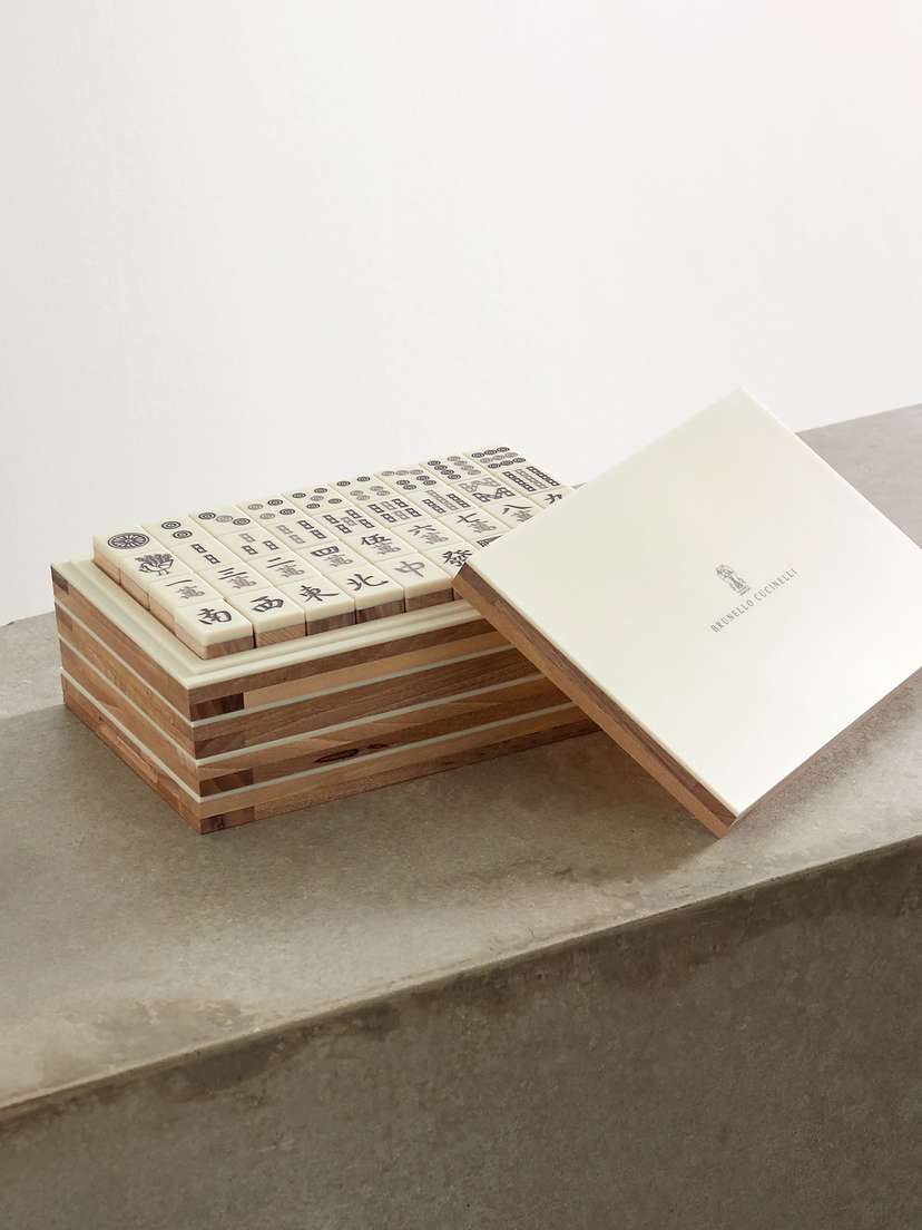 Brunello Cucinelli Walnut Wood And Krion Mahjong Set