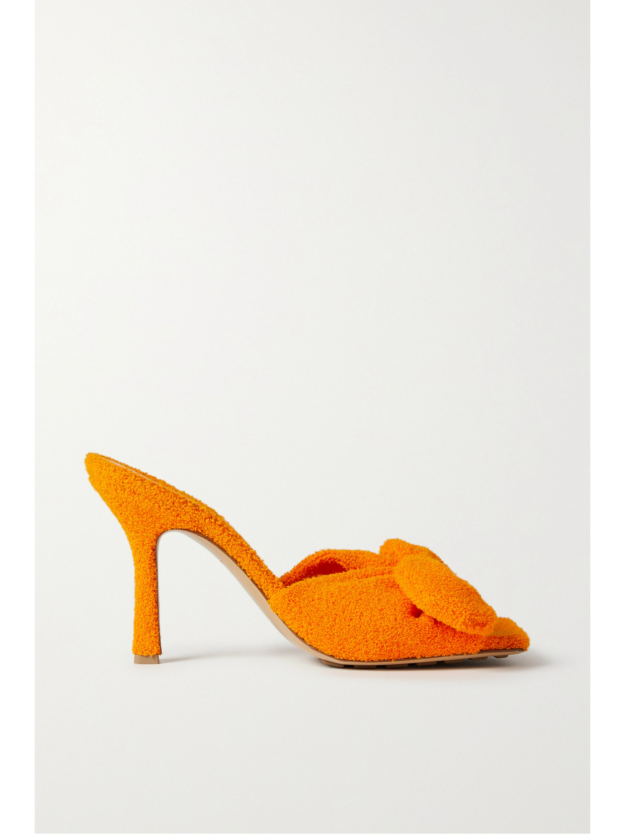 Bottega Veneta Easy Towel Bow Mule Sandals In Orange