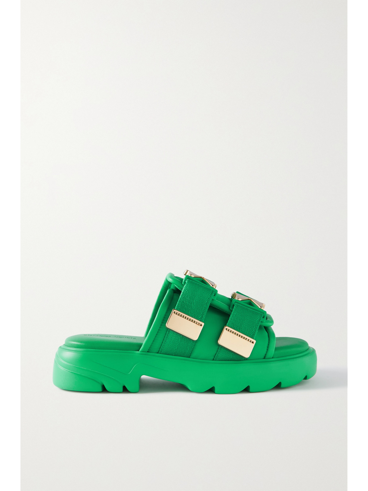 Bottega Veneta Flash Buckled Leather And Rubber Sandals In Green