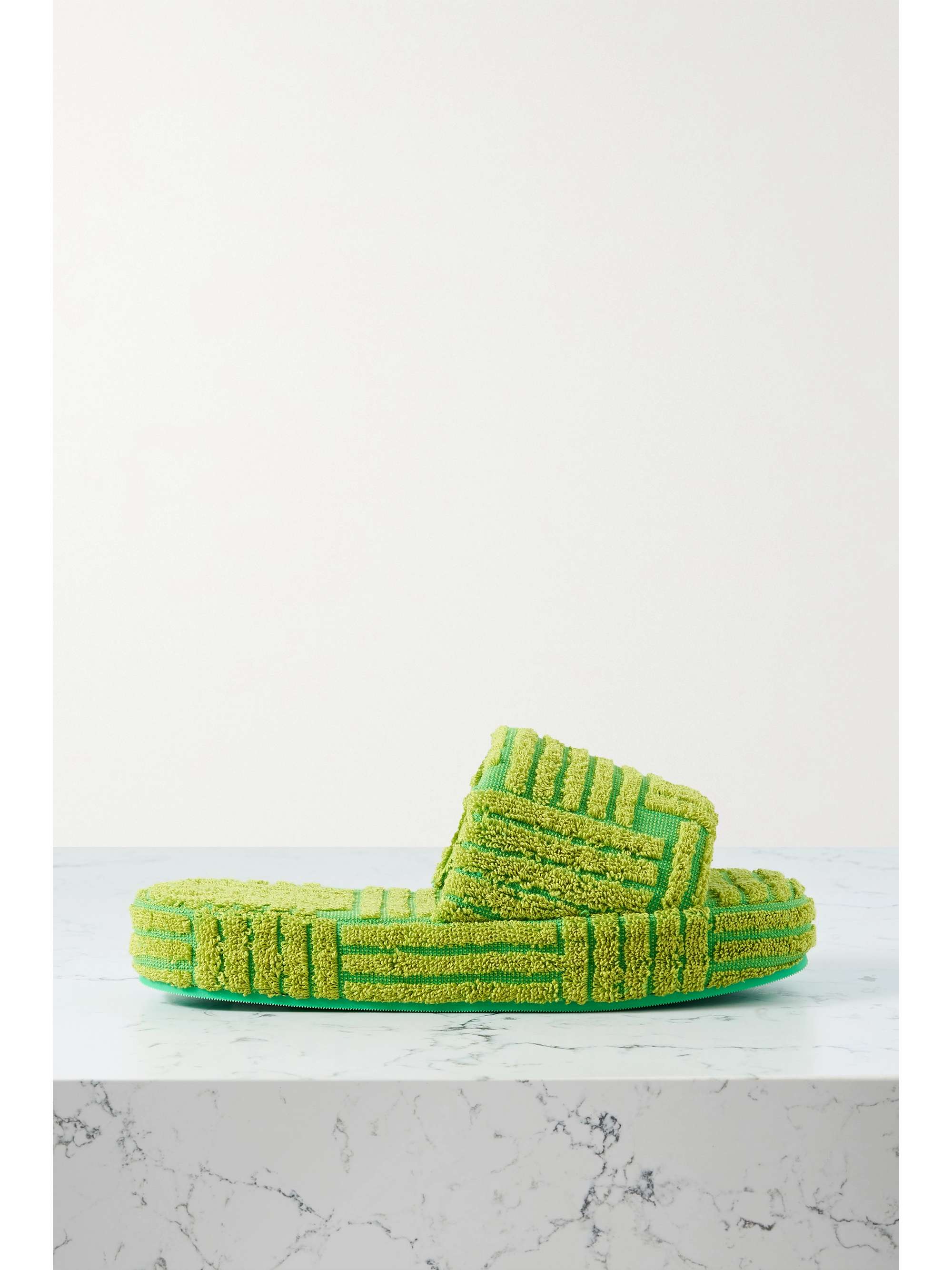 bottega green terry slides
