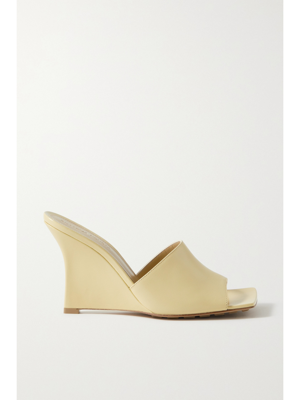 Bottega Veneta Wedge Leather 110mm Sandals In Cream