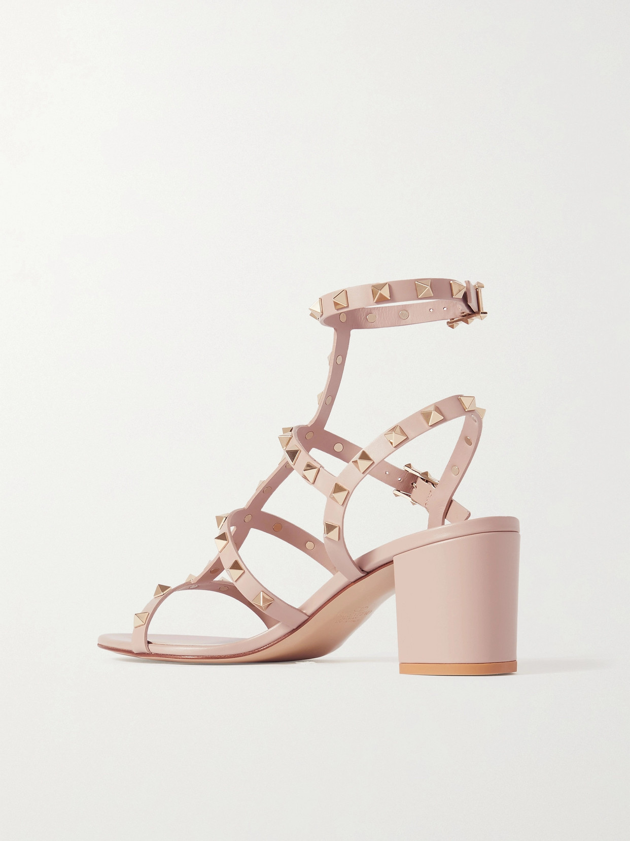 Valentino Block Heel Sandals Open Toe Ankle Strap In Pink