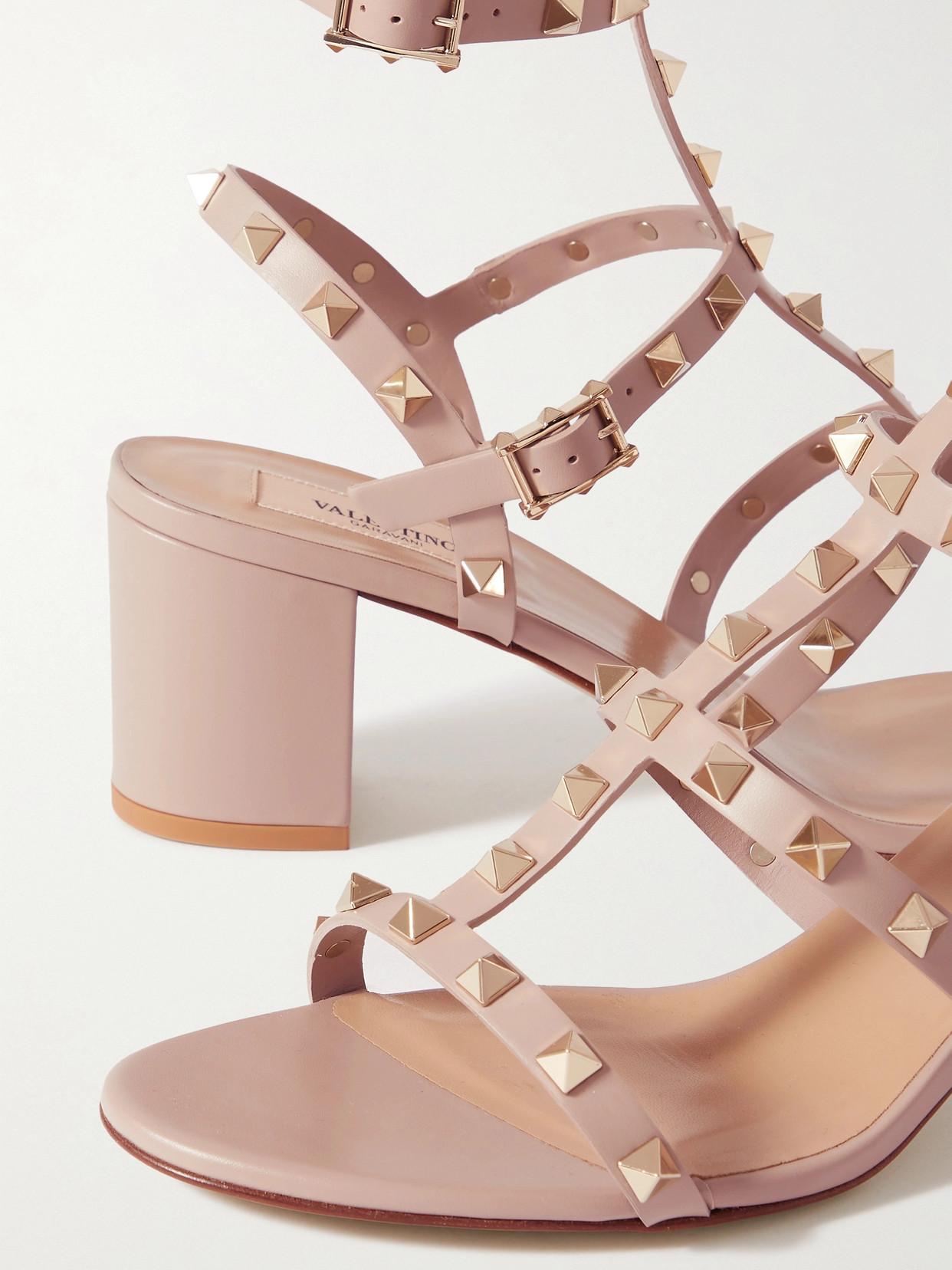 Valentino Block Heel Sandals Open Toe Ankle Strap In Pink