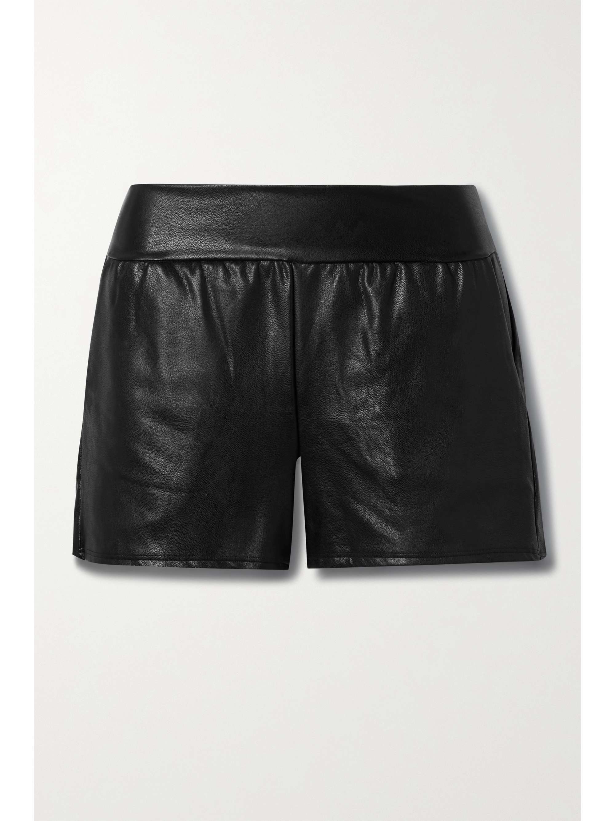 Black Faux stretch-leather shorts 