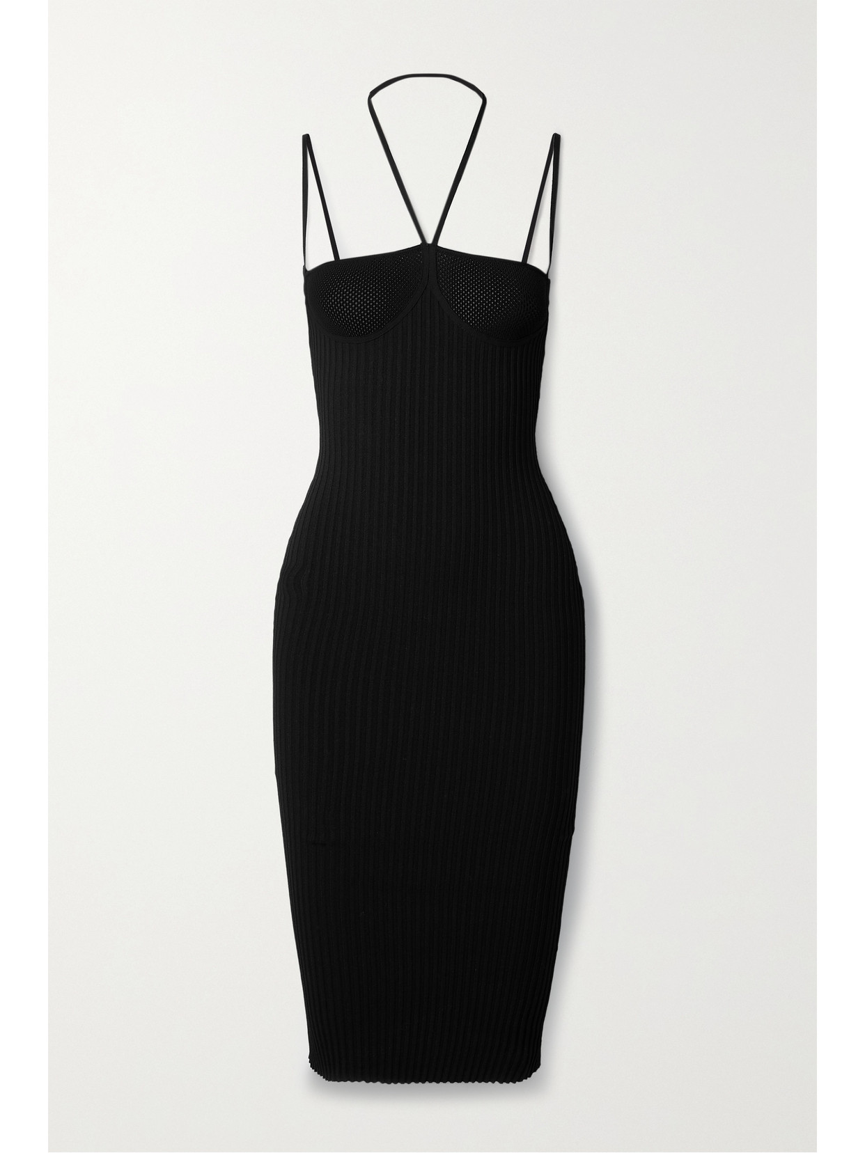 ANDREADAMO - Cutout Open-knit And Ribbed-knit Dress - Black