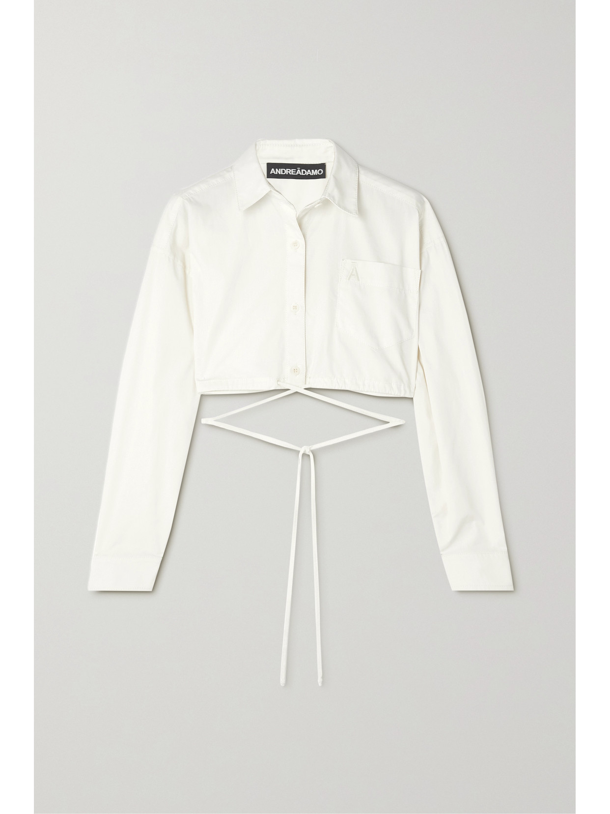 Andreädamo Andrea Adamo Woman Cropped Ivory Colored Cotton Shirt In White