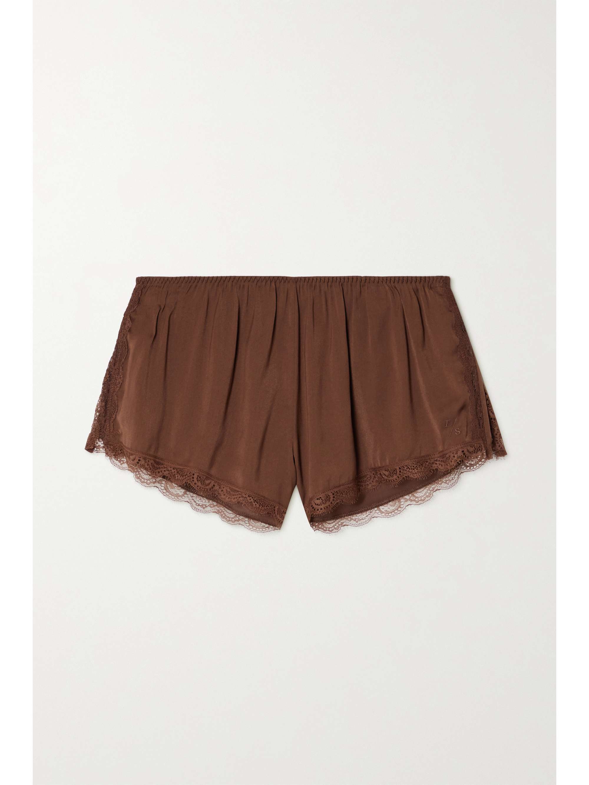 brown satin shorts