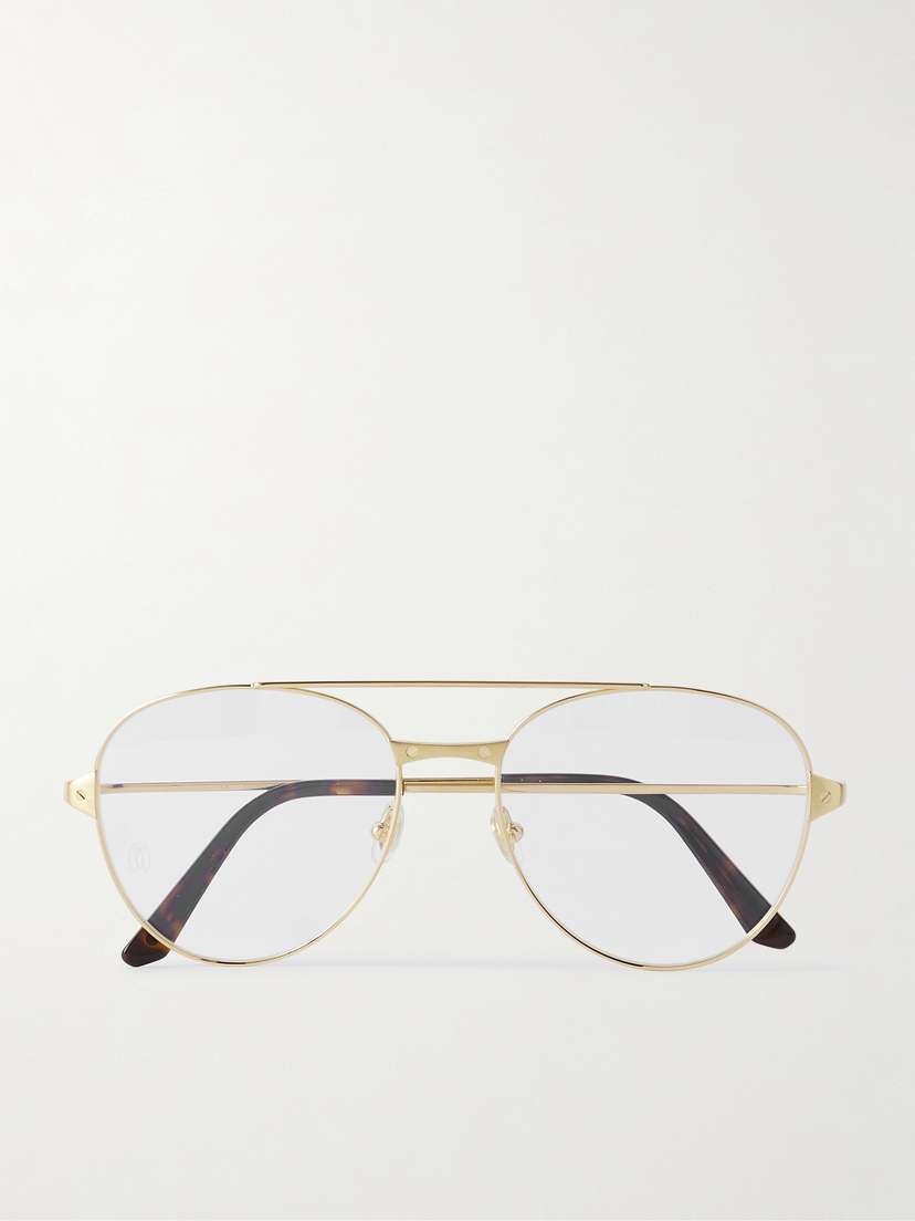 Cartier Eyewear Santos De Cartier Aviator-style Gold-tone Optical Glasses