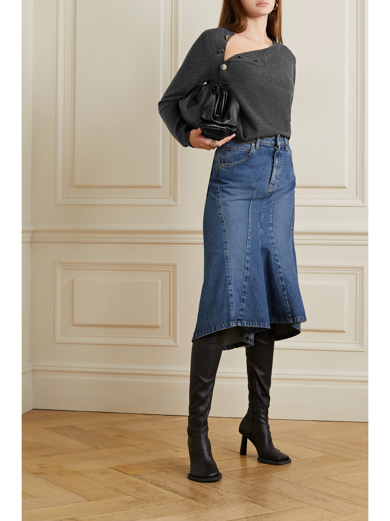 Altuzarra Minamoto Button-embellished Cashmere Sweater In Gray