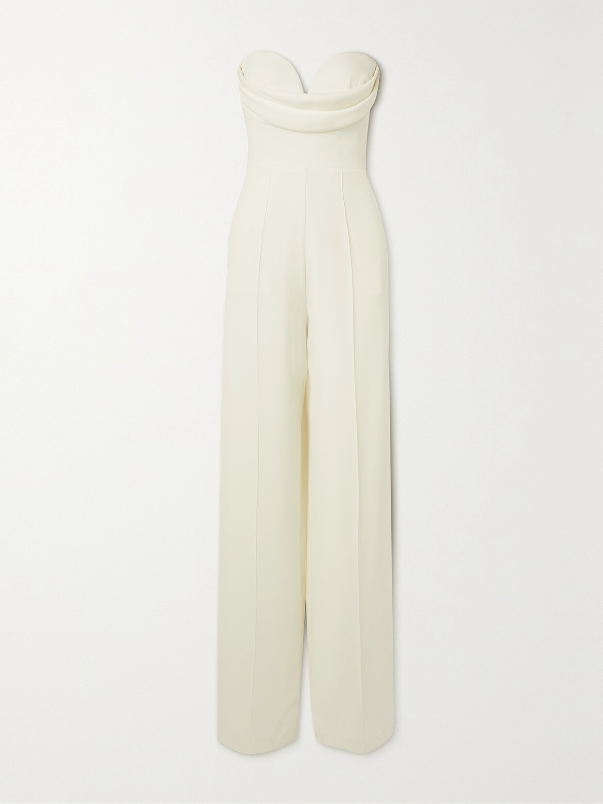 Alex Perry Hayden Strapless Draped Crepe Jumpsuit In White