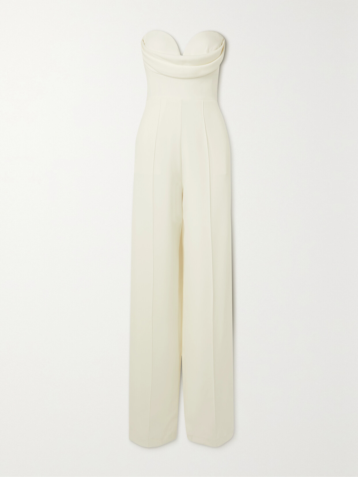 Shop Alex Perry Hayden Strapless Draped Crepe Jumpsuit In White