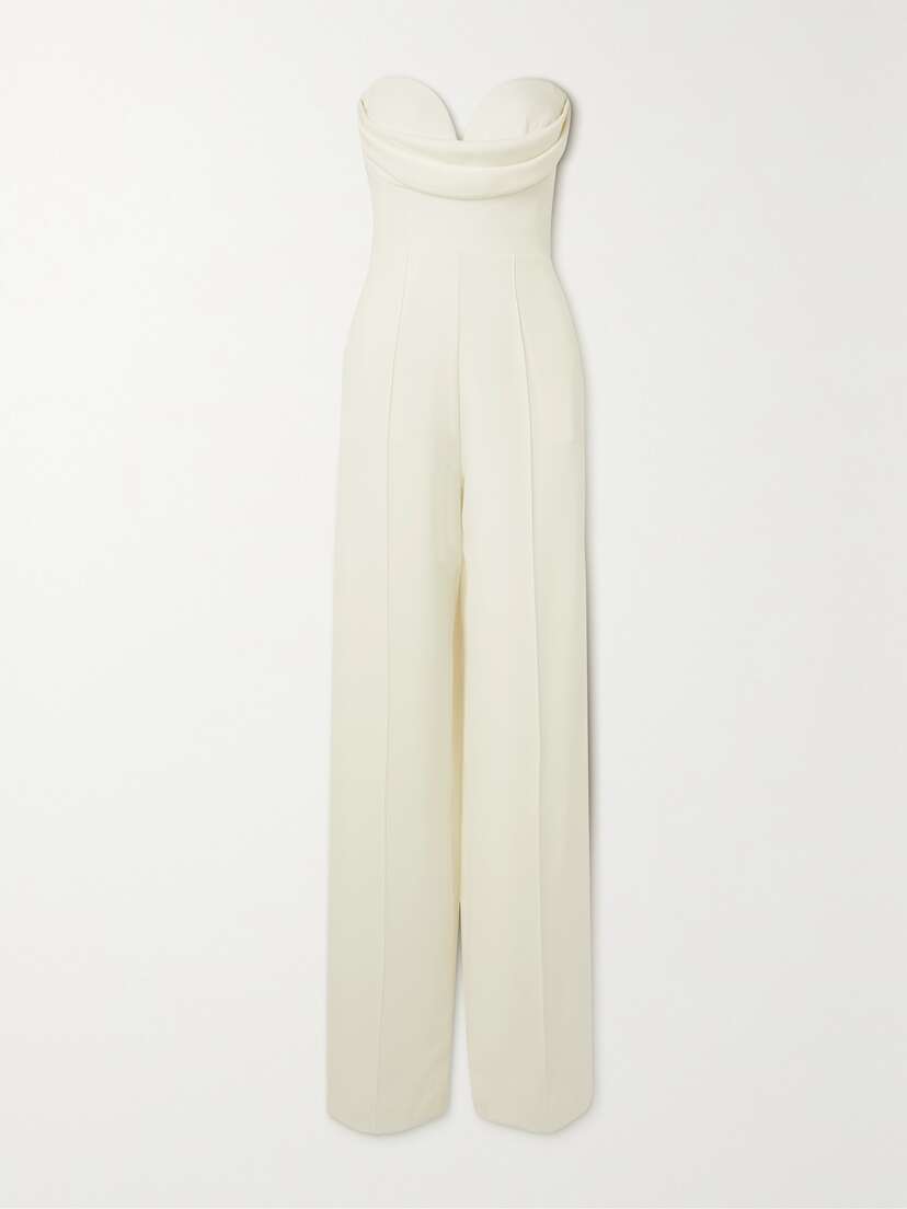 Alex Perry Hayden Strapless Draped Crepe Jumpsuit