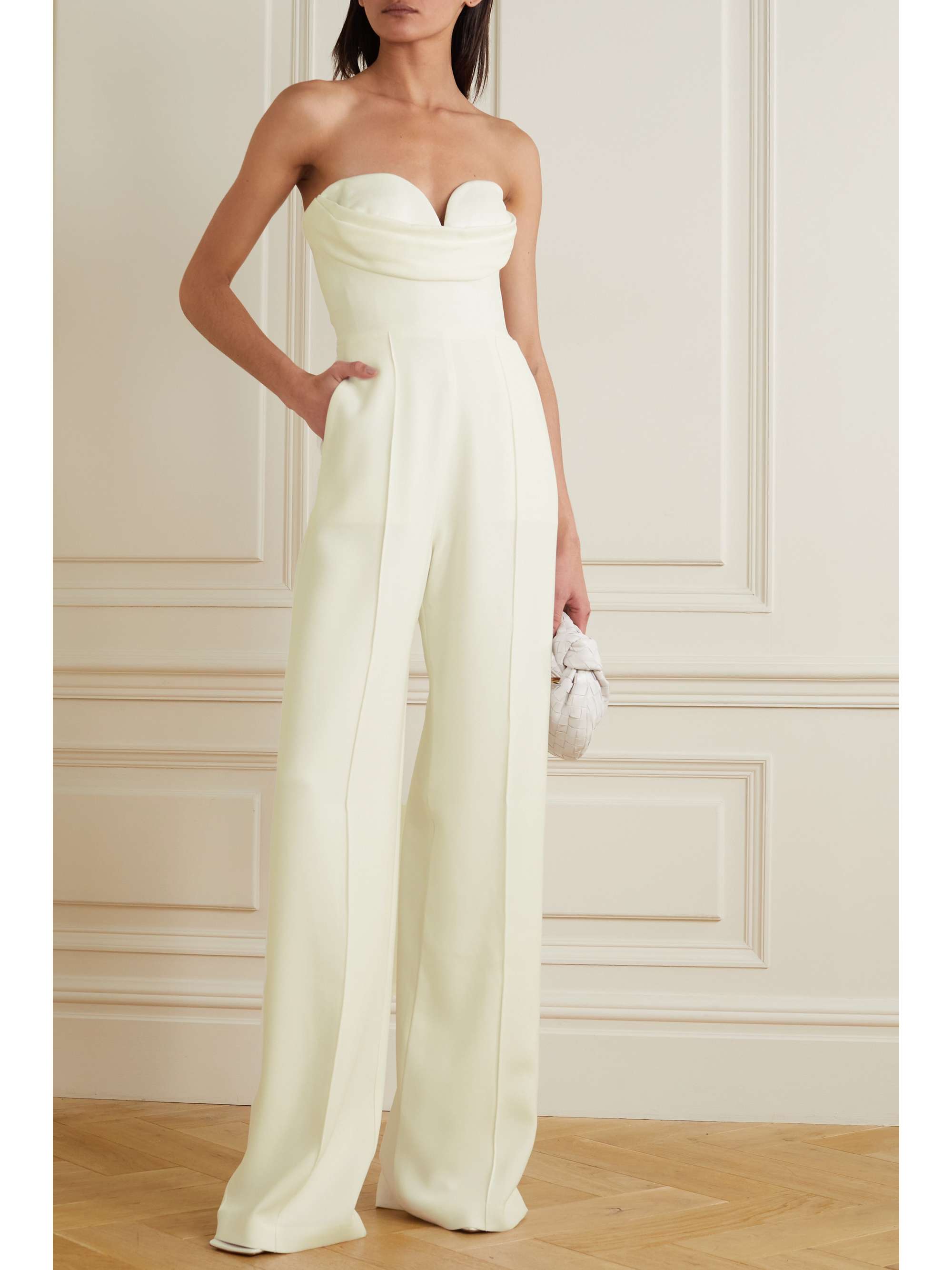 ALEX PERRY Hayden strapless draped crepe jumpsuit