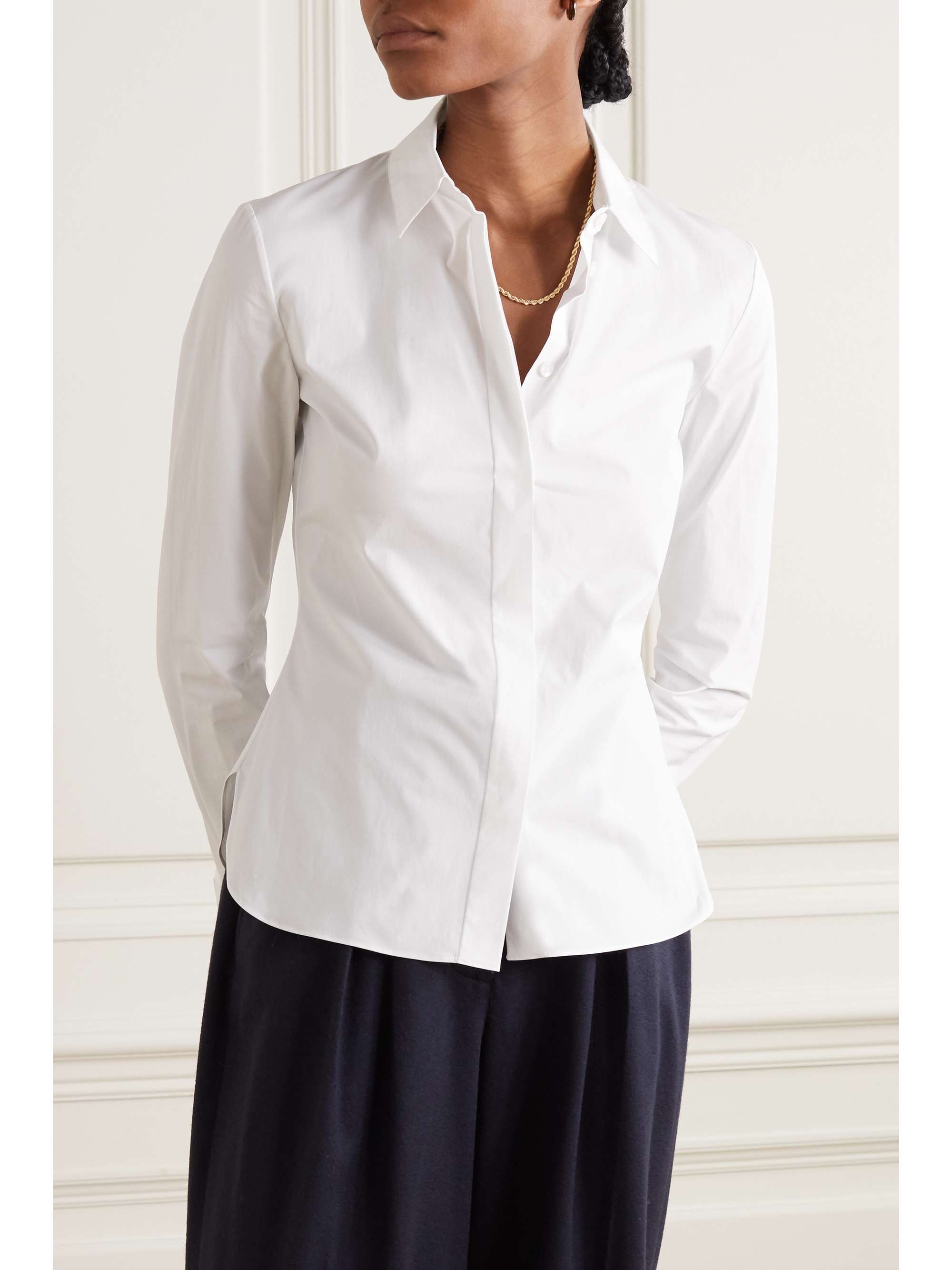 White Cotton-blend shirt | THEORY | NET 