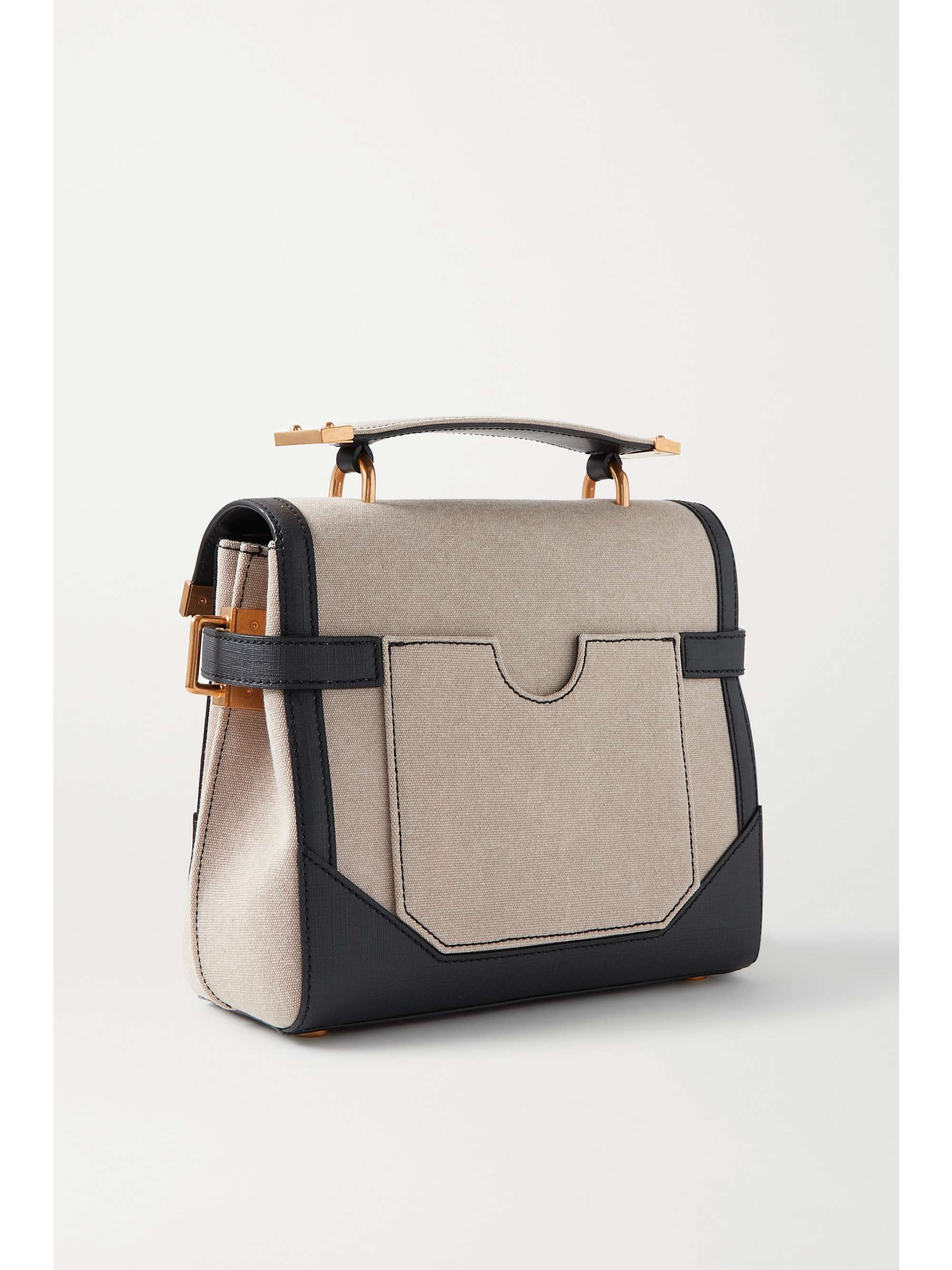 BALMAIN Sac porté épaule en toile imprimée à finitions en cuir texturé B-Buzz 23
