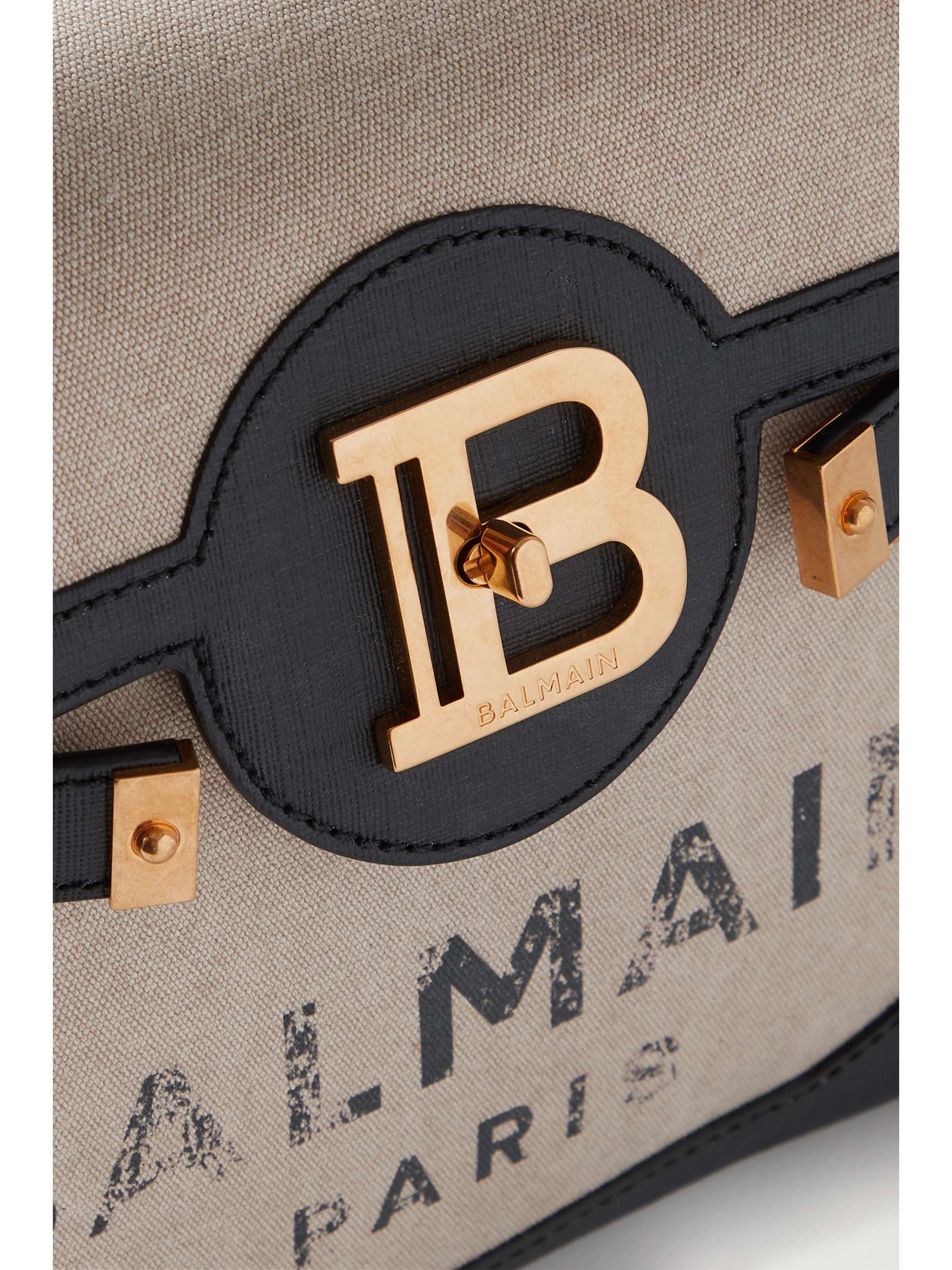 BALMAIN Sac porté épaule en toile imprimée à finitions en cuir texturé B-Buzz 23