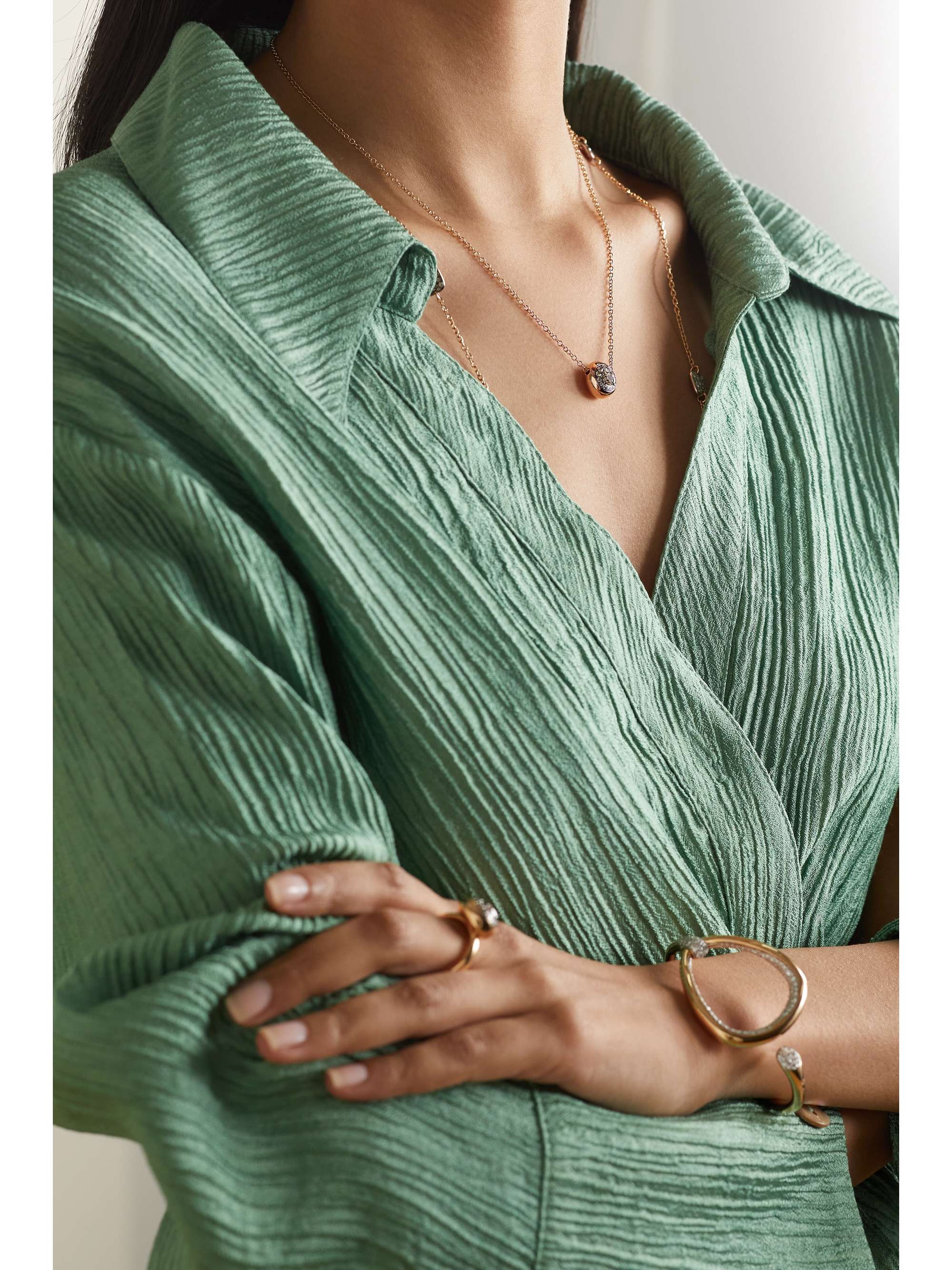 POMELLATO Nuvola 18-karat rose gold diamond necklace