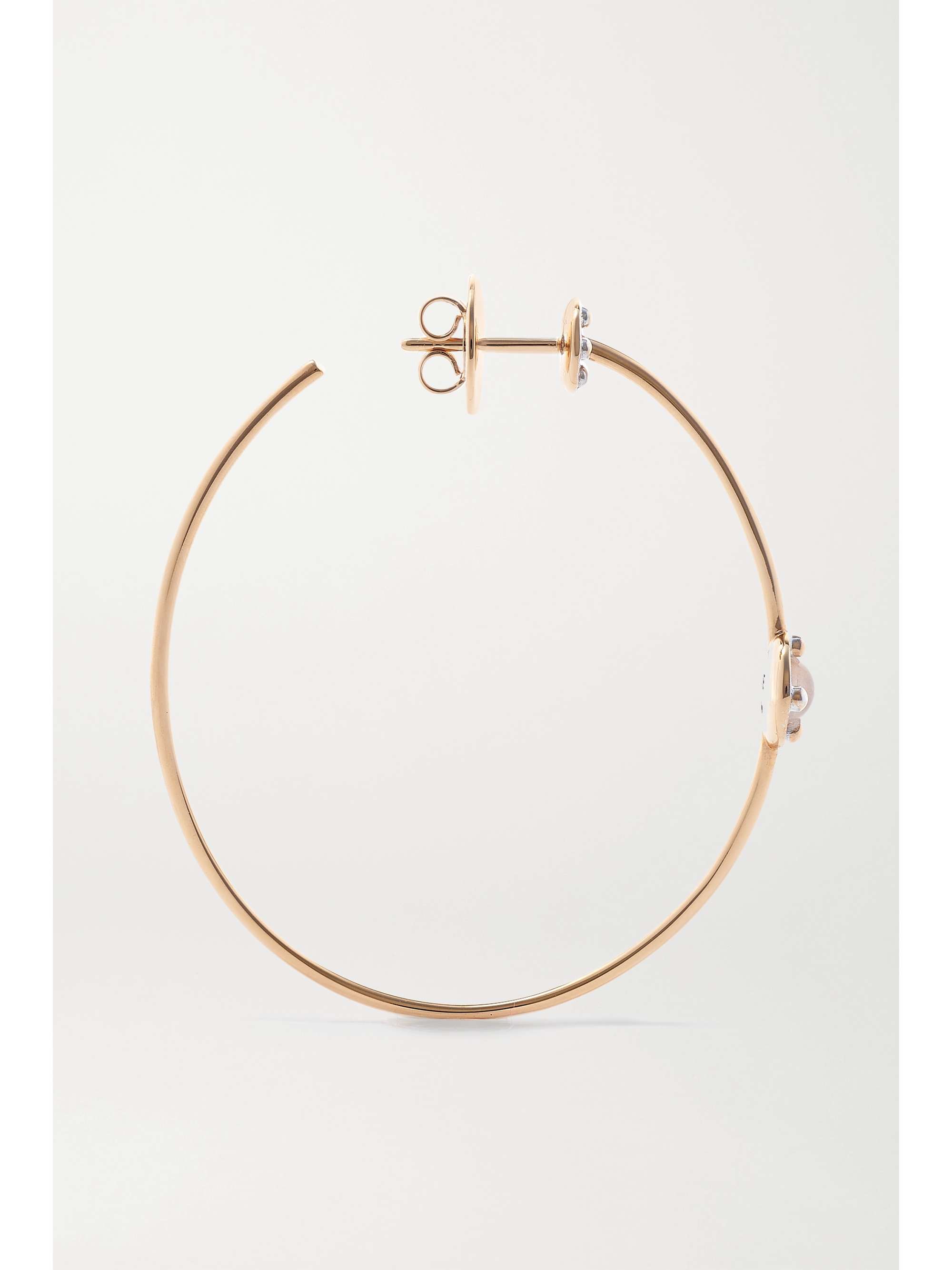 POMELLATO M'ama non M'ama 18-karat rose gold, moonstone and diamond hoop earrings