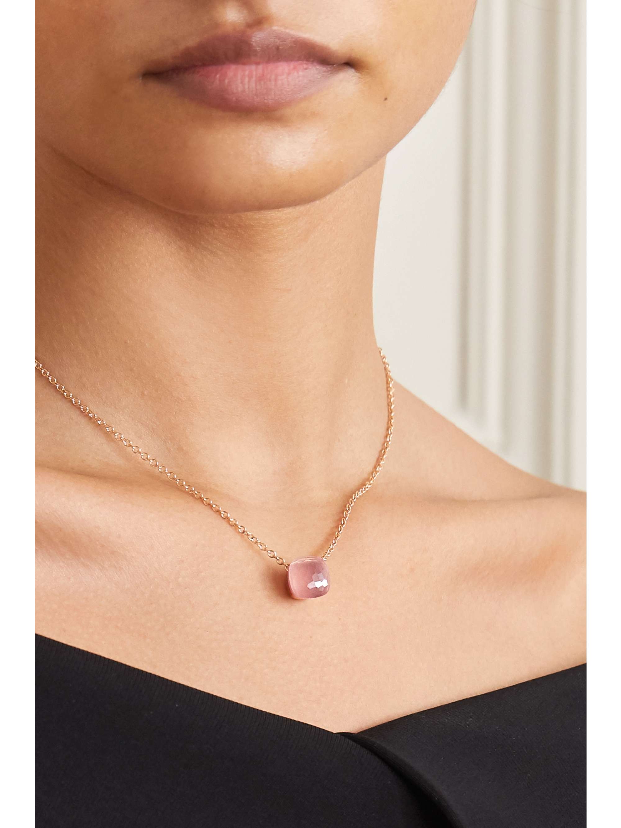 POMELLATO Nudo 18-karat white and rose gold, rose quartz and chalcedony necklace