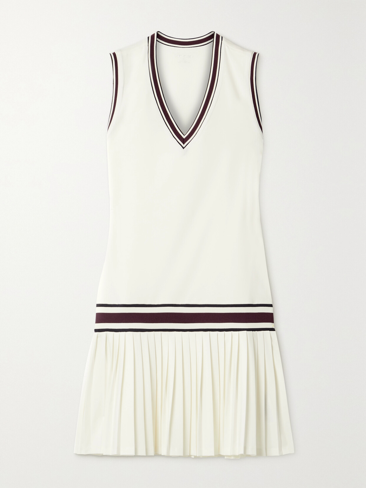 Tory Sport Striped Pleated Stretch-jersey Tennis Dress