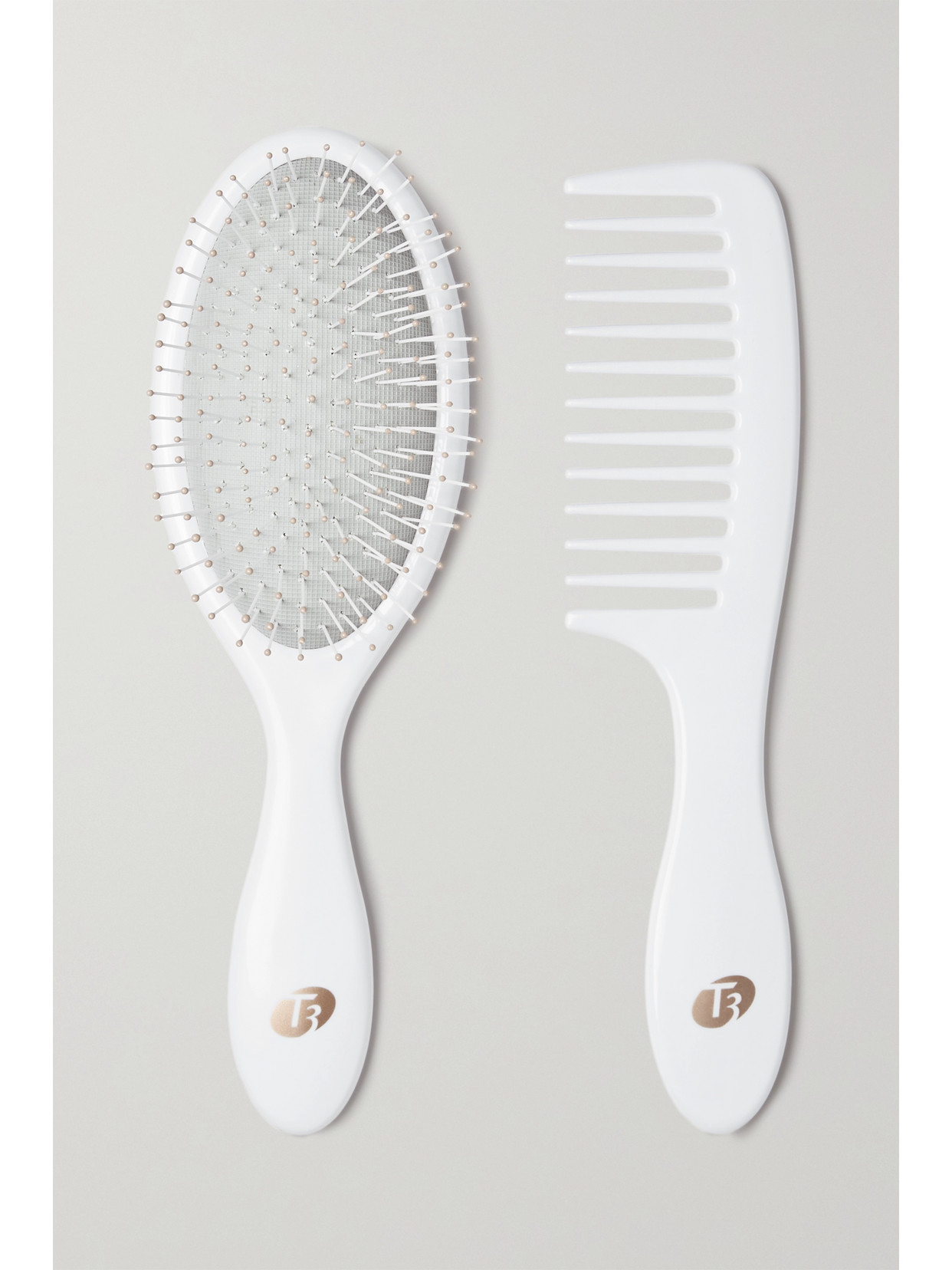 T3 Detangle Duo Detangling Brush And Shower Comb Set In White
